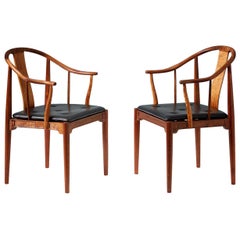 Pair of Hans Wegner Walnut China Chairs