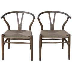 Pair of Hans Wegner Wishbone Chairs, Denmark, 1950s