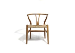 Pair of Hans Wegner Wishbone Danish Dining Chairs CH 24