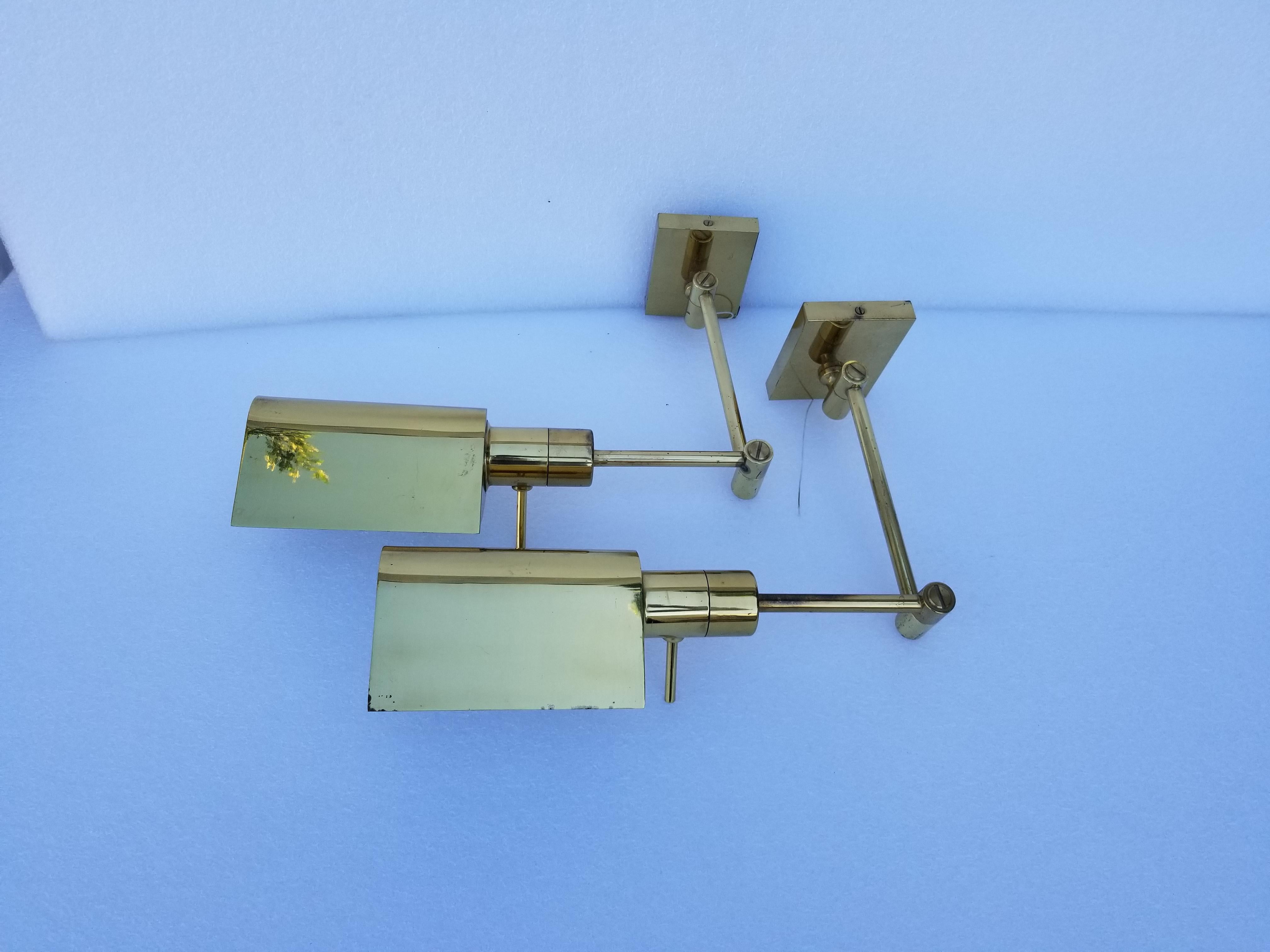 Brass Pair of Hansen by Metalarte Retractable Sconces For Sale