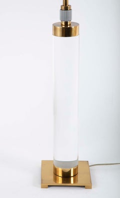 Pair of Hansen Crystal Lucite Table Lamps