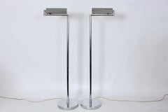 Pair of Hansen Lighting Metalarte All Chrome Floor Lamps, 1970's