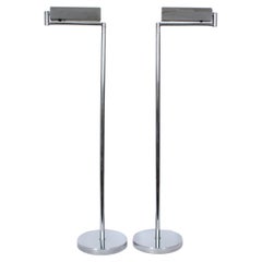 Pair of Hansen Lighting Metalarte All Chrome Floor Lamps, 1970's