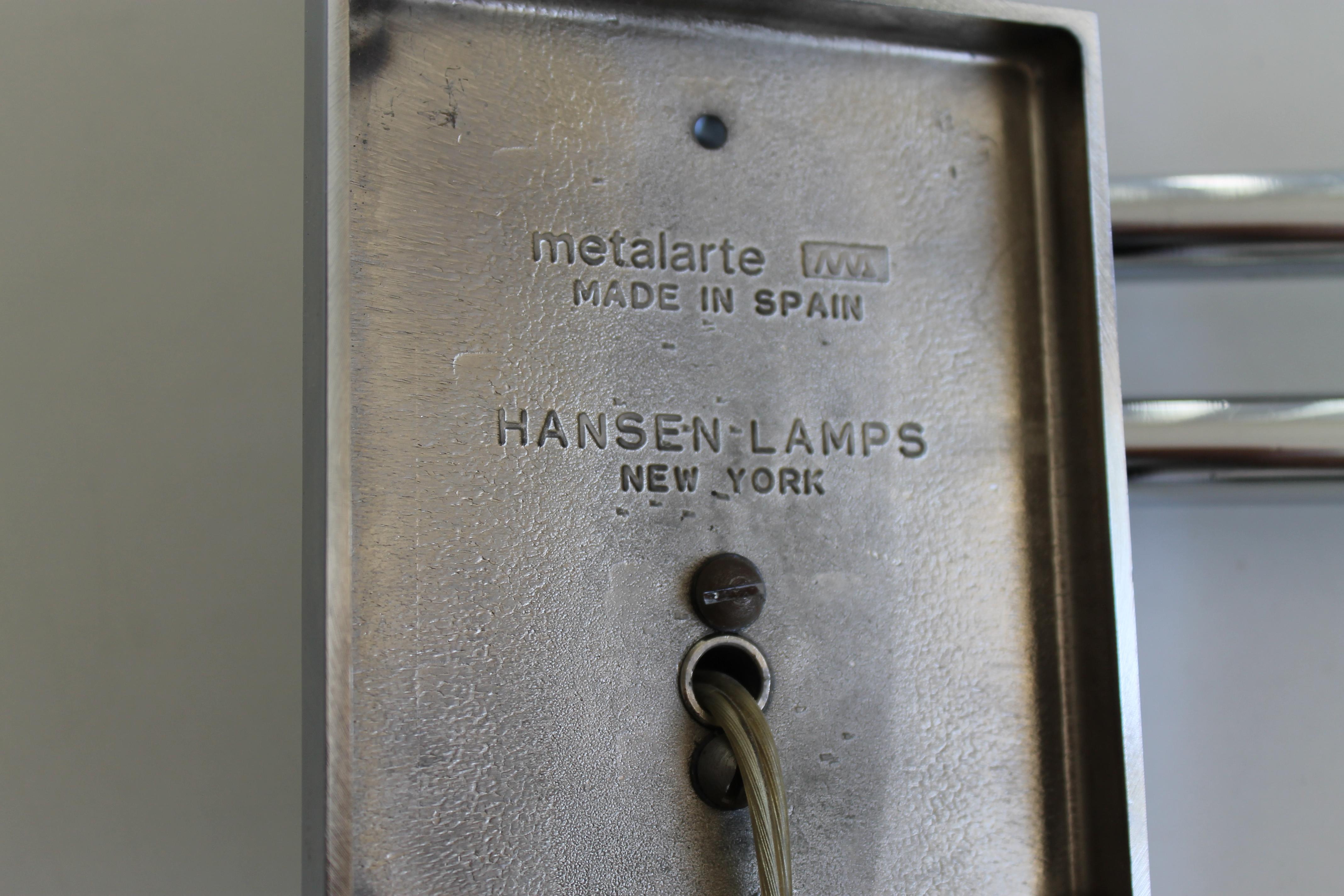 Spanish Pair of Hansen Metalarte Swing Arm Lamps