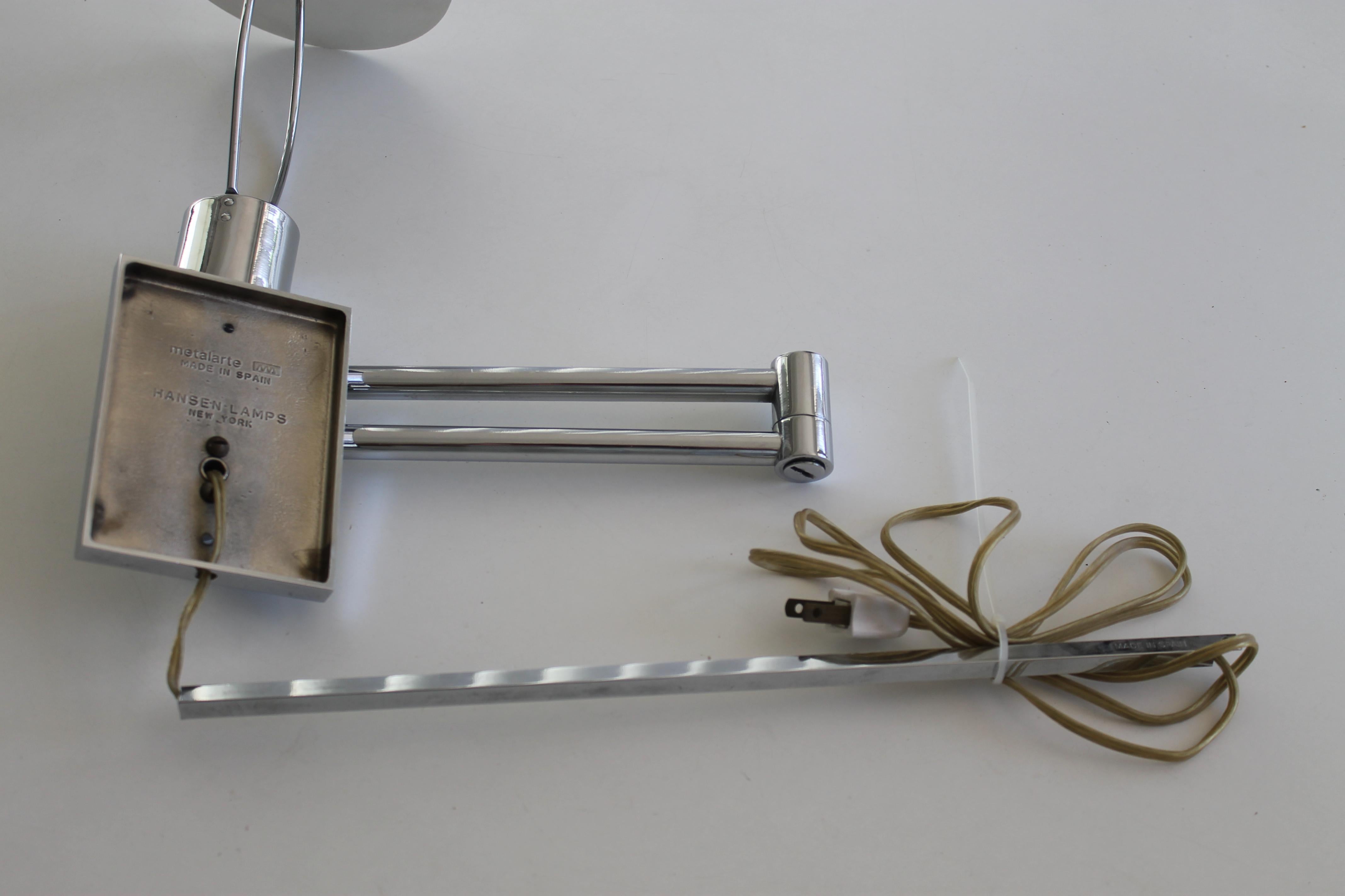 Polished Pair of Hansen Metalarte Swing Arm Lamps