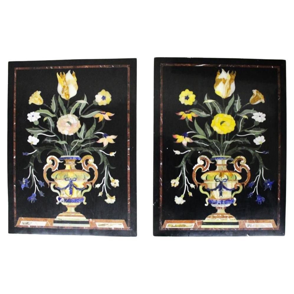 Pair of hard stone plaques For Sale