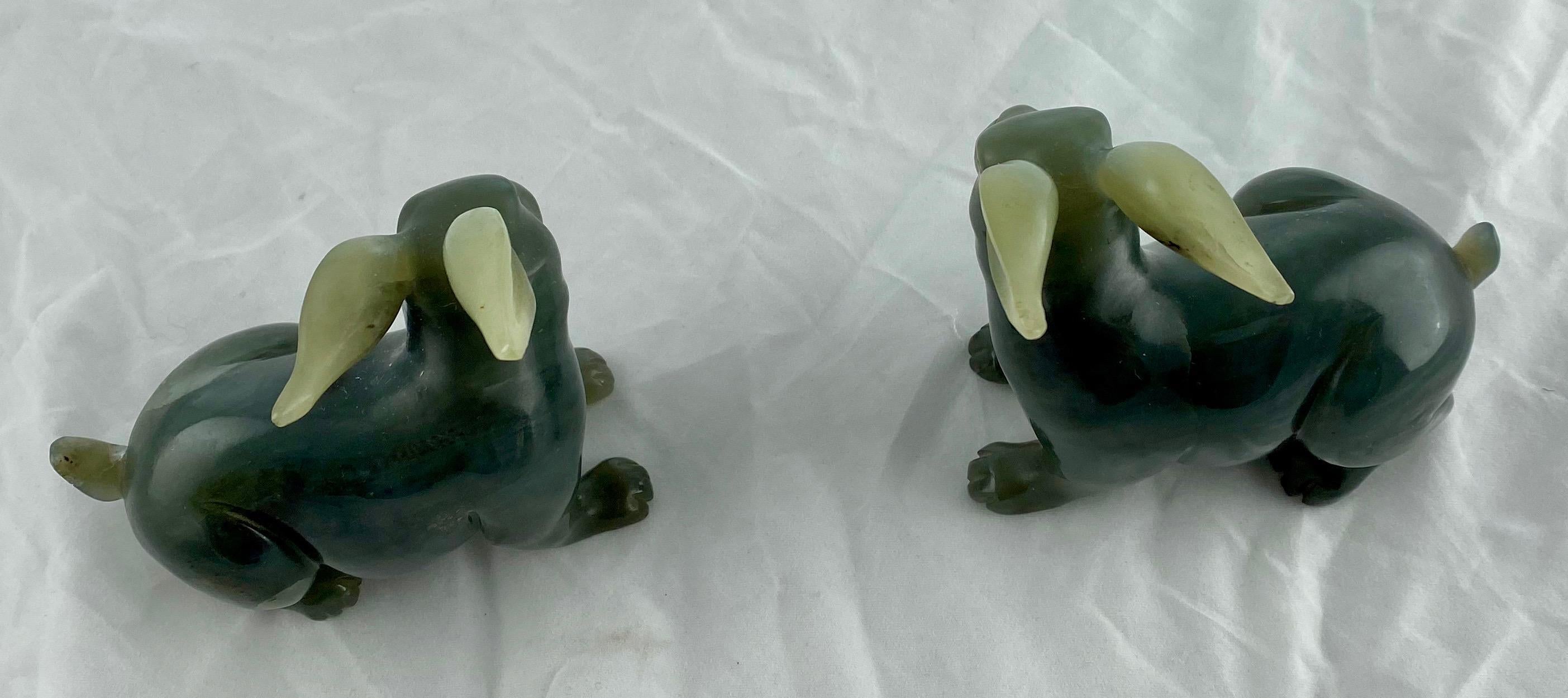 Pair of Hard Stone Rabbits, China, 20th C In Good Condition In Stockholm, SE