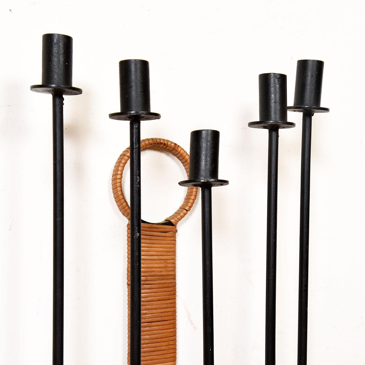 20th Century Pair of Hard-to-come-by Wrought Iron + Rattan Wall Sconces by Arthur Umanoff For Sale