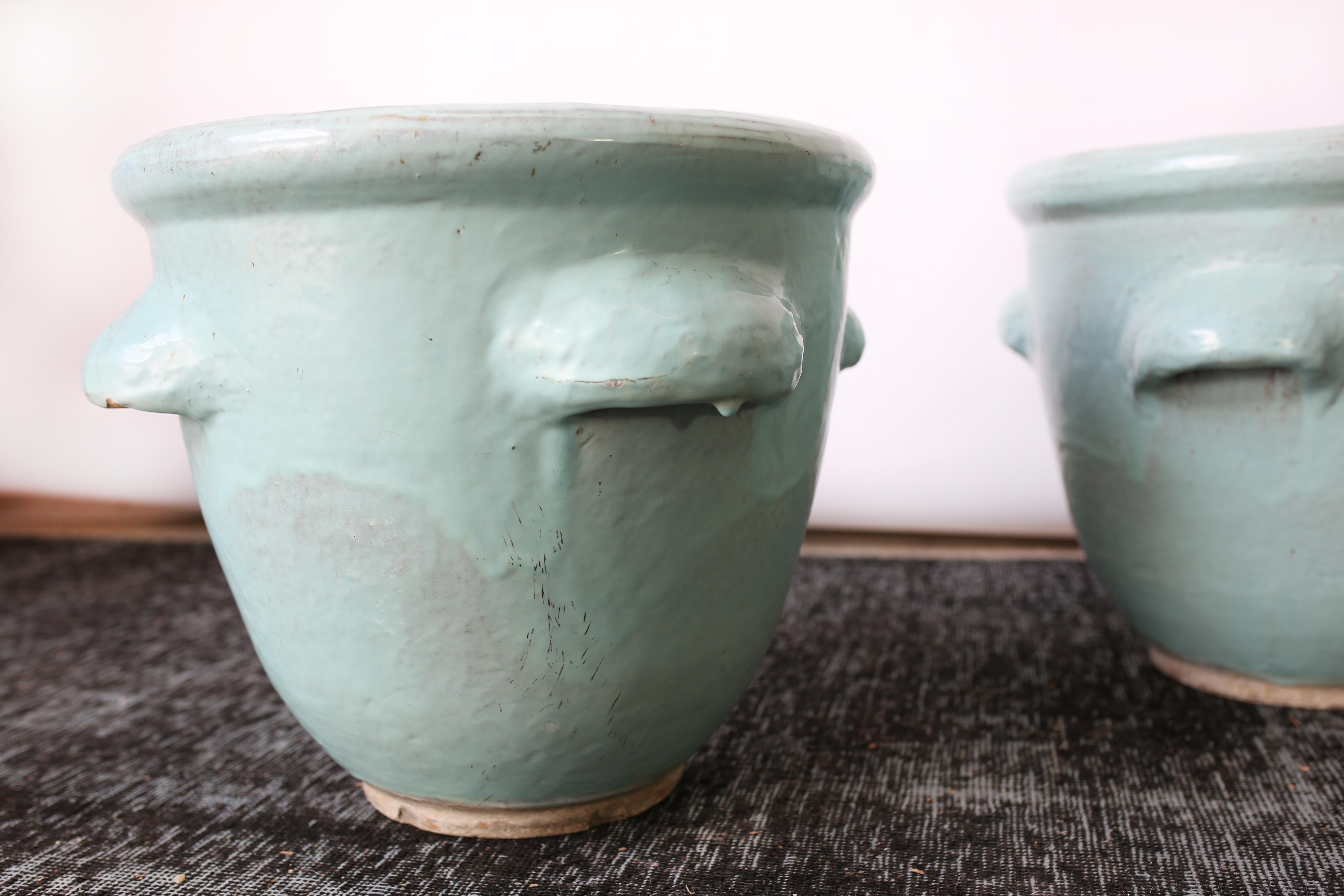 American Pair of Turquoise Glazed Pottery Planters by Harding Black, 1960