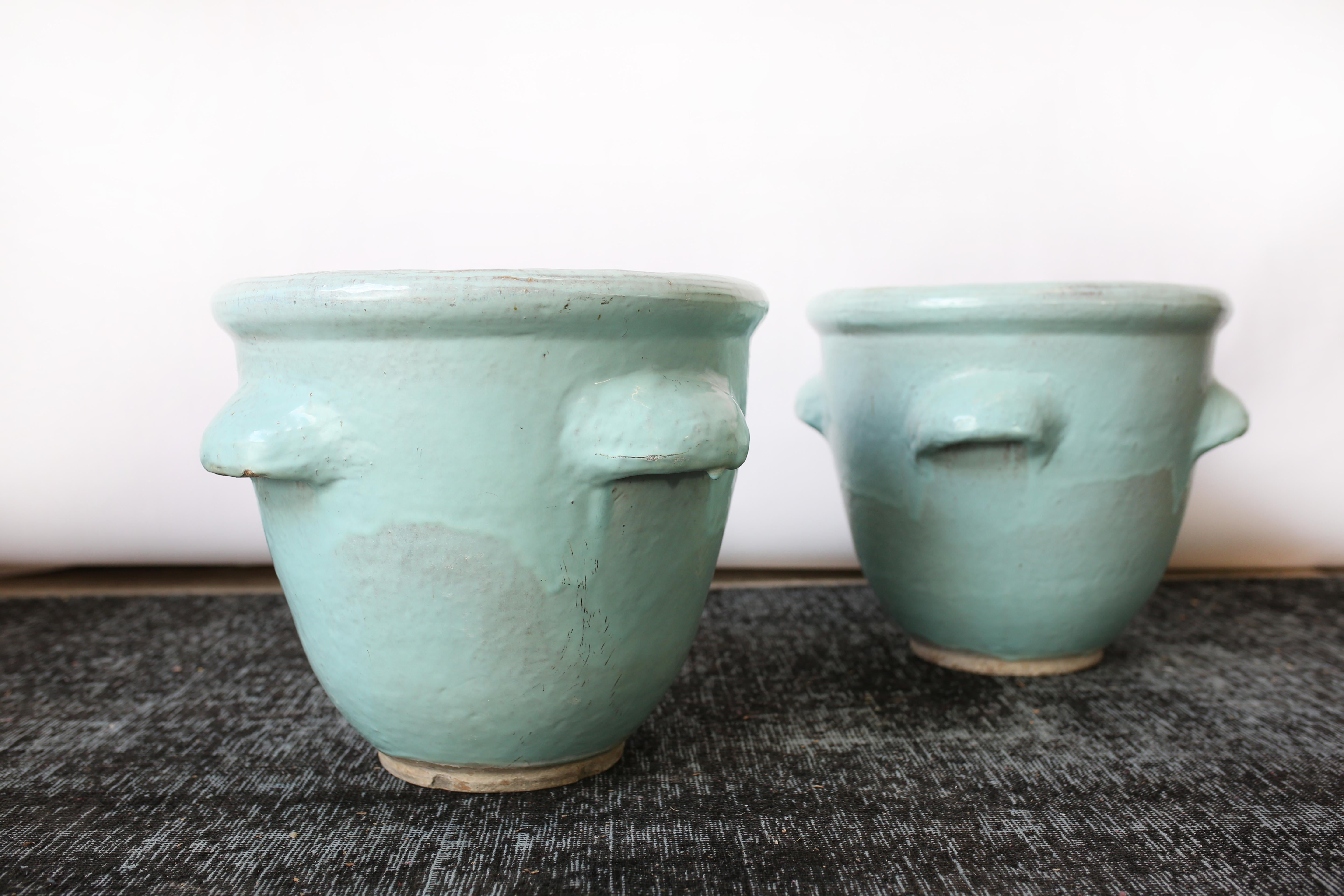 Mid-20th Century Pair of Turquoise Glazed Pottery Planters by Harding Black, 1960