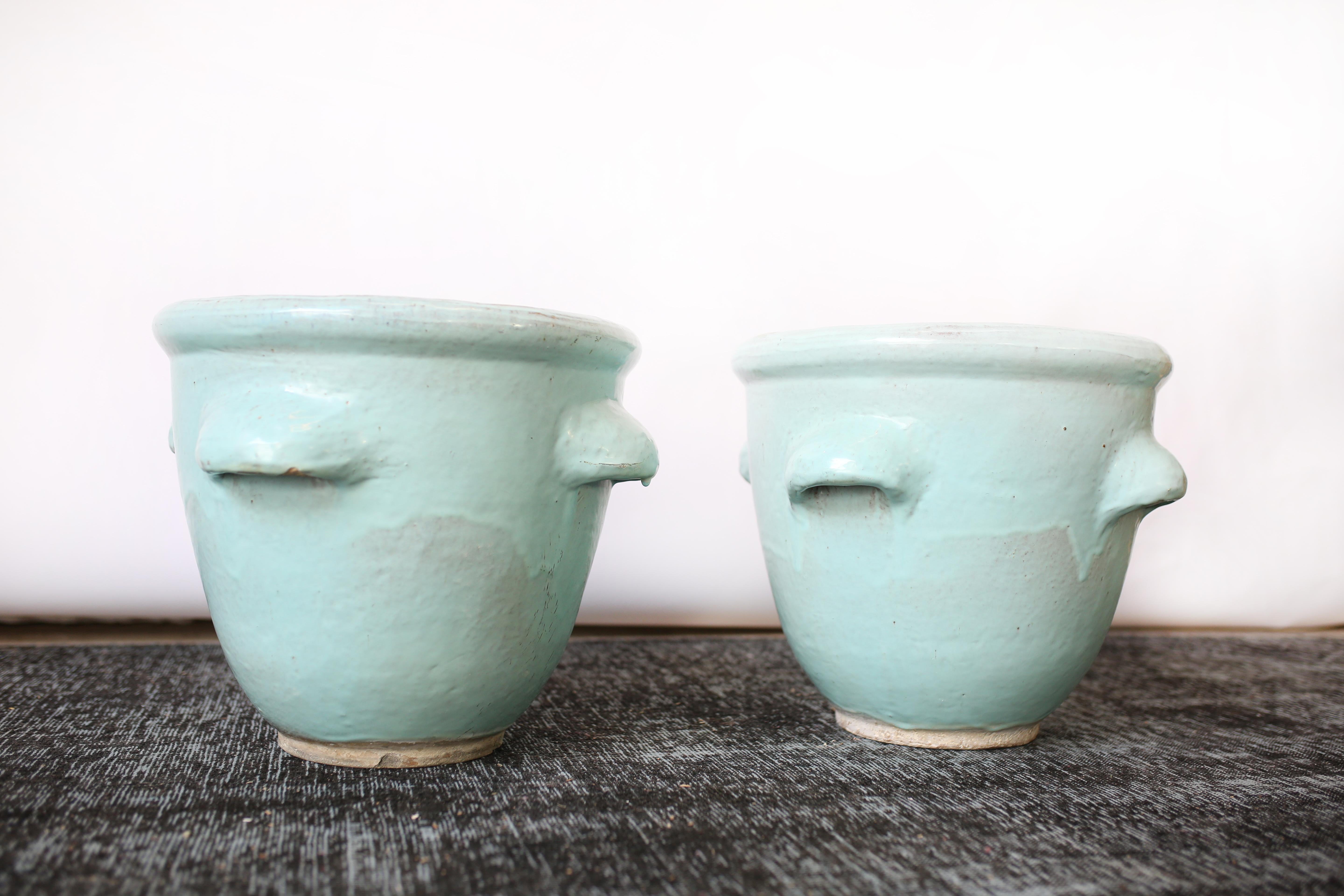 Pair of Turquoise Glazed Pottery Planters by Harding Black, 1960 2