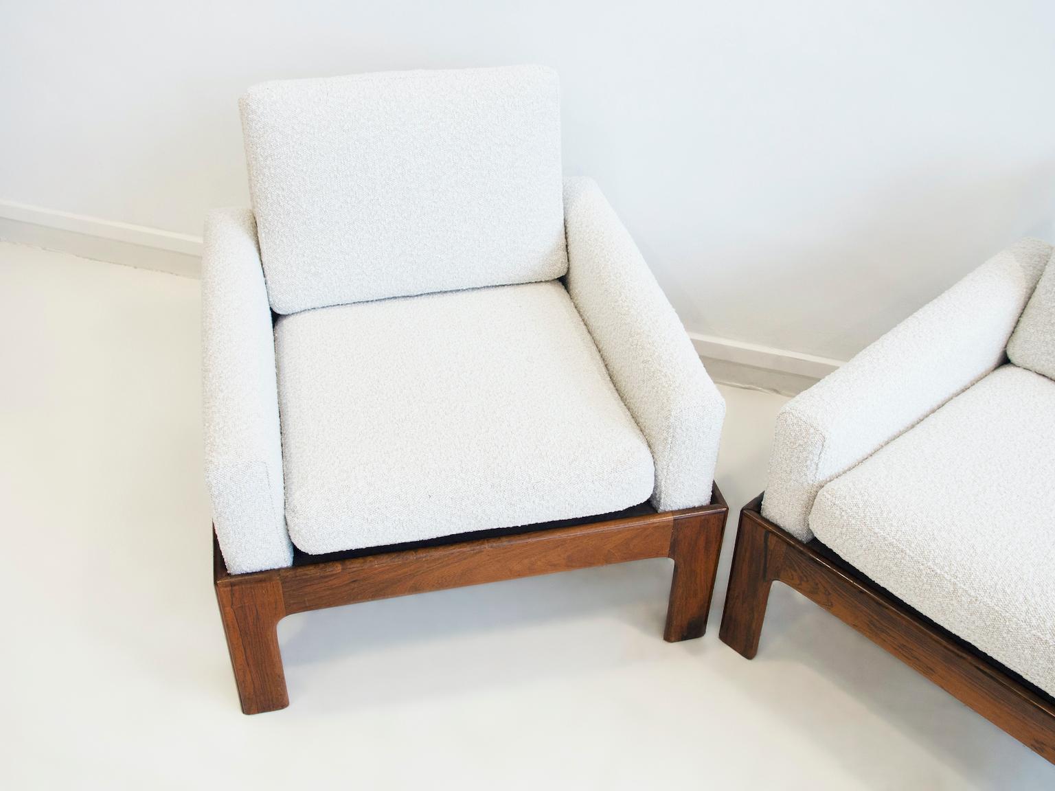 20th Century Pair of Hardwood Armchairs with Bouclé Fabric Upholstery by Eilersen