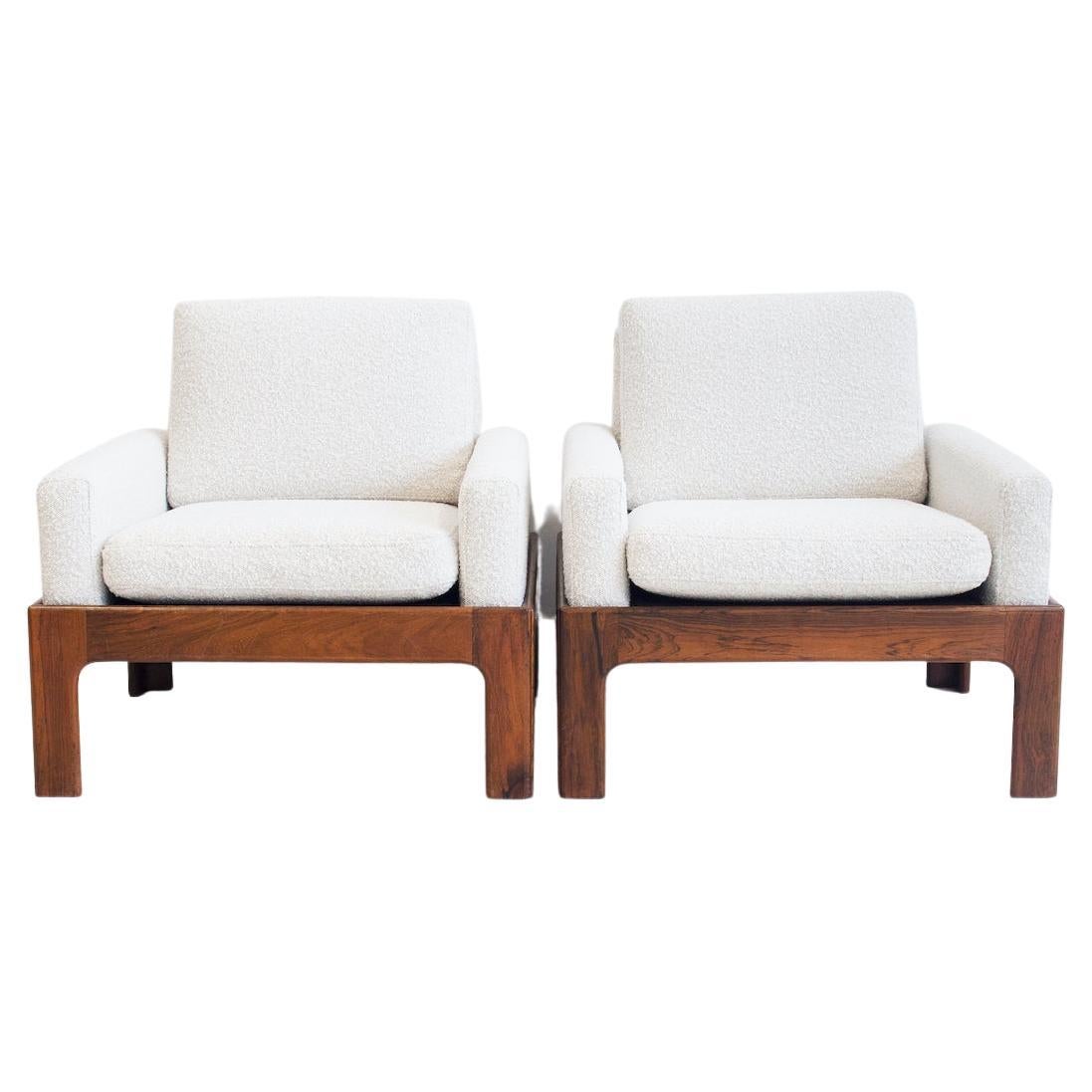 Pair of Hardwood Armchairs with Bouclé Fabric Upholstery by Eilersen