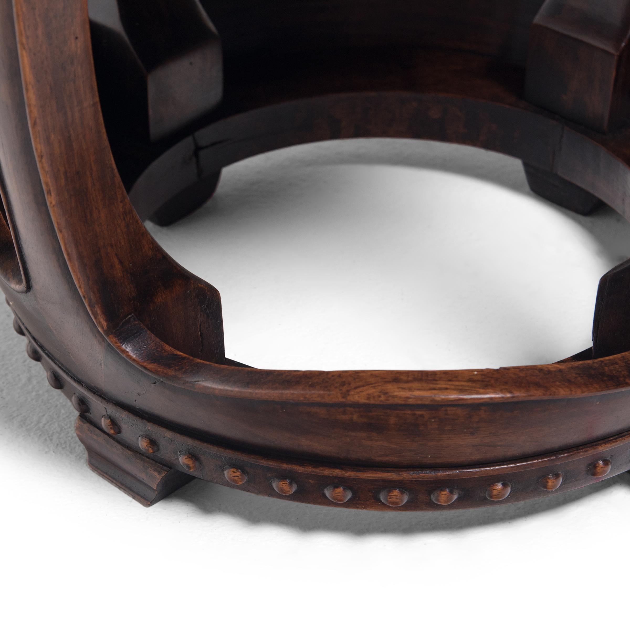 Pair of Elegant Chinese Hardwood Drum Stools, C. 1850 1