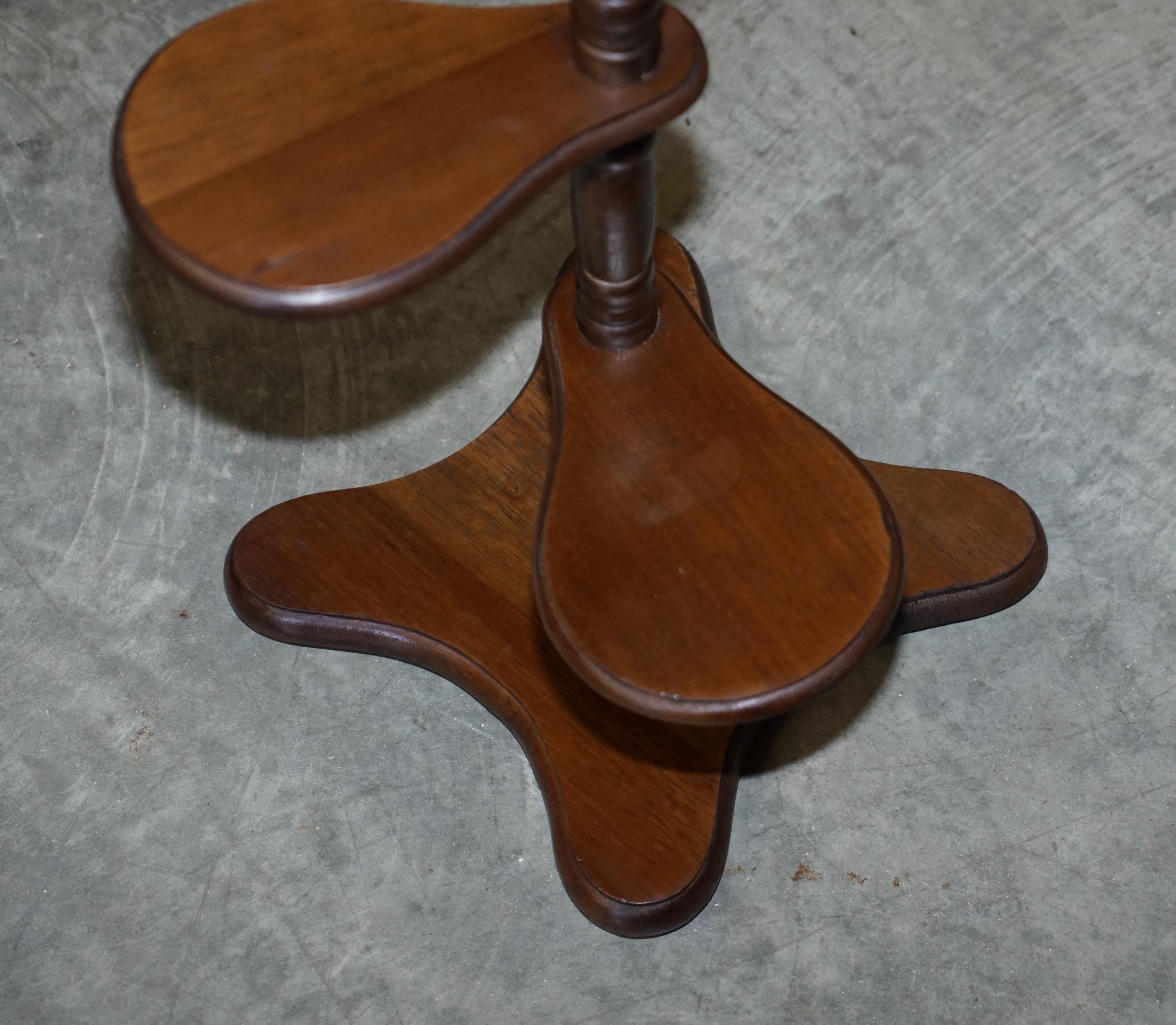 English Pair of Hardwood Whatnot Adjustable Side End Tables Cake Stands Display Stands For Sale