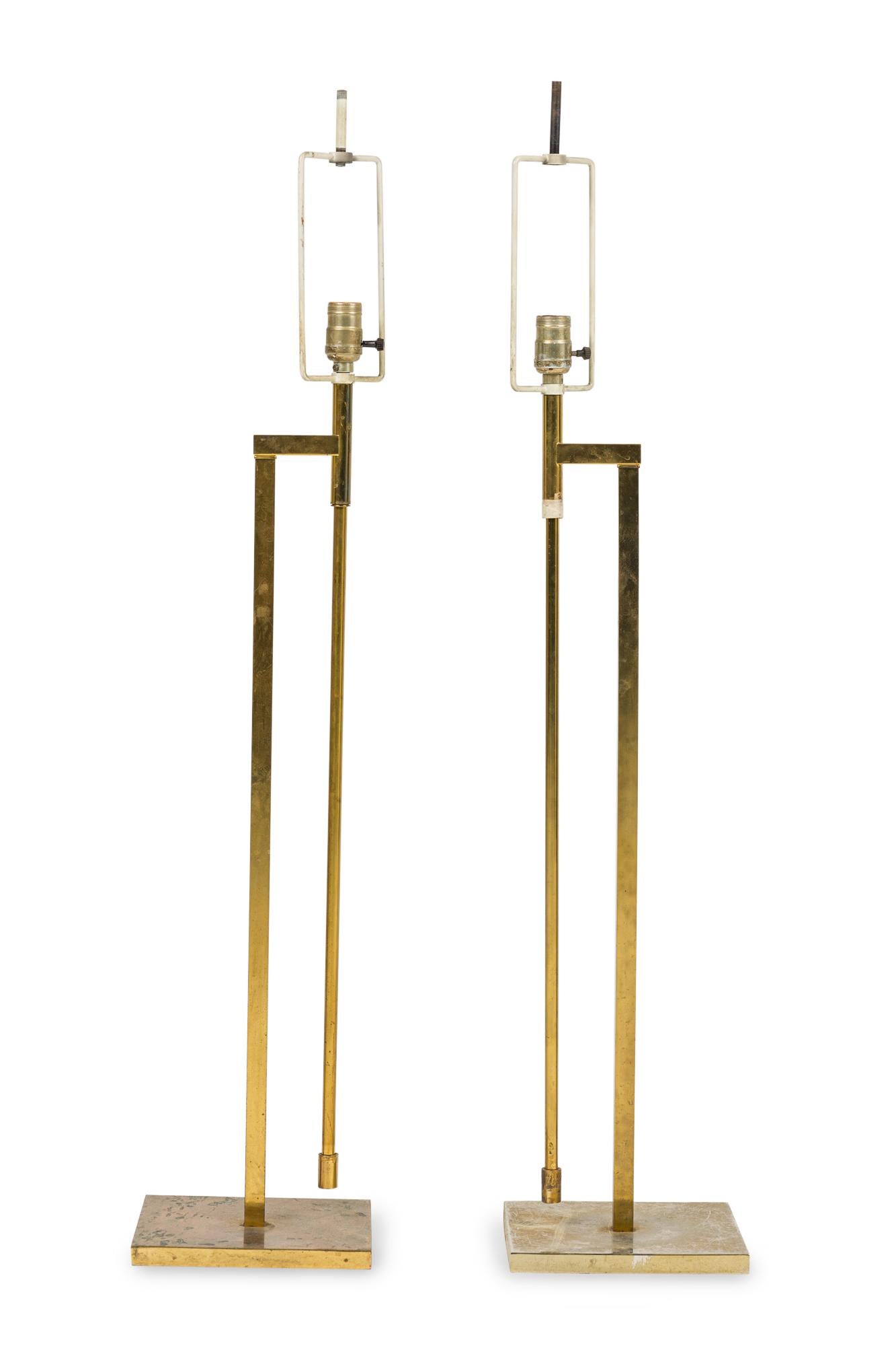 PAIR of American Mid-Century Modernist Adjustable Floor Lamps supported by a square column and resting on a square base (HAROLD WEISS & RICHARD BARR FOR LAURAL LAMP CO) (PRICED AS PAIR)