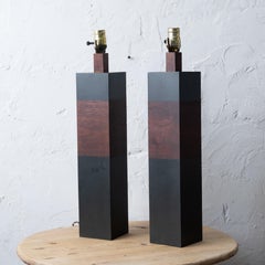 Pair of Harpswell House Slate & Teak Table Lamps, c.1960