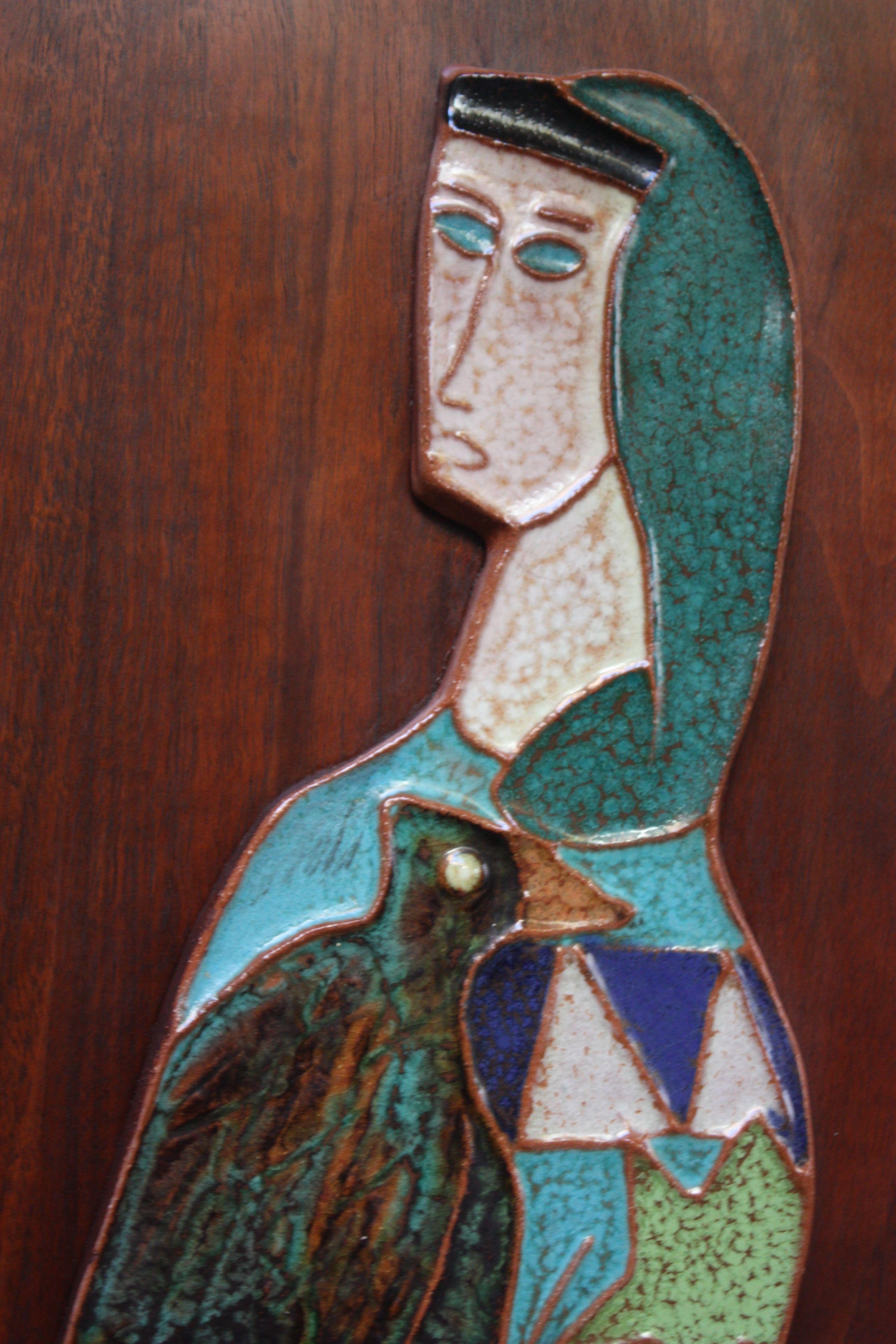 Pair of Harris Strong Figural Ceramic Tile Panels 5