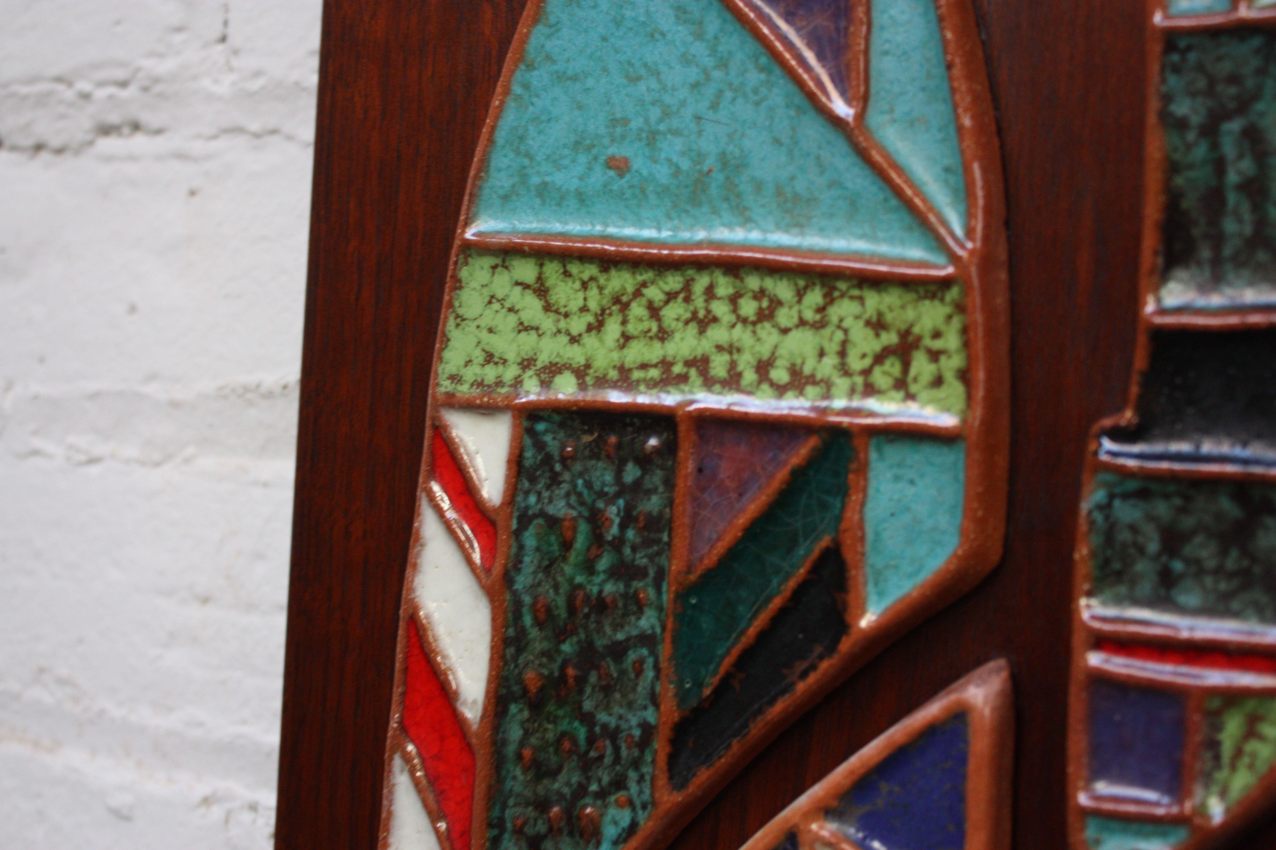 Mid-Century Modern Pair of Harris Strong Figural Ceramic Tile Panels