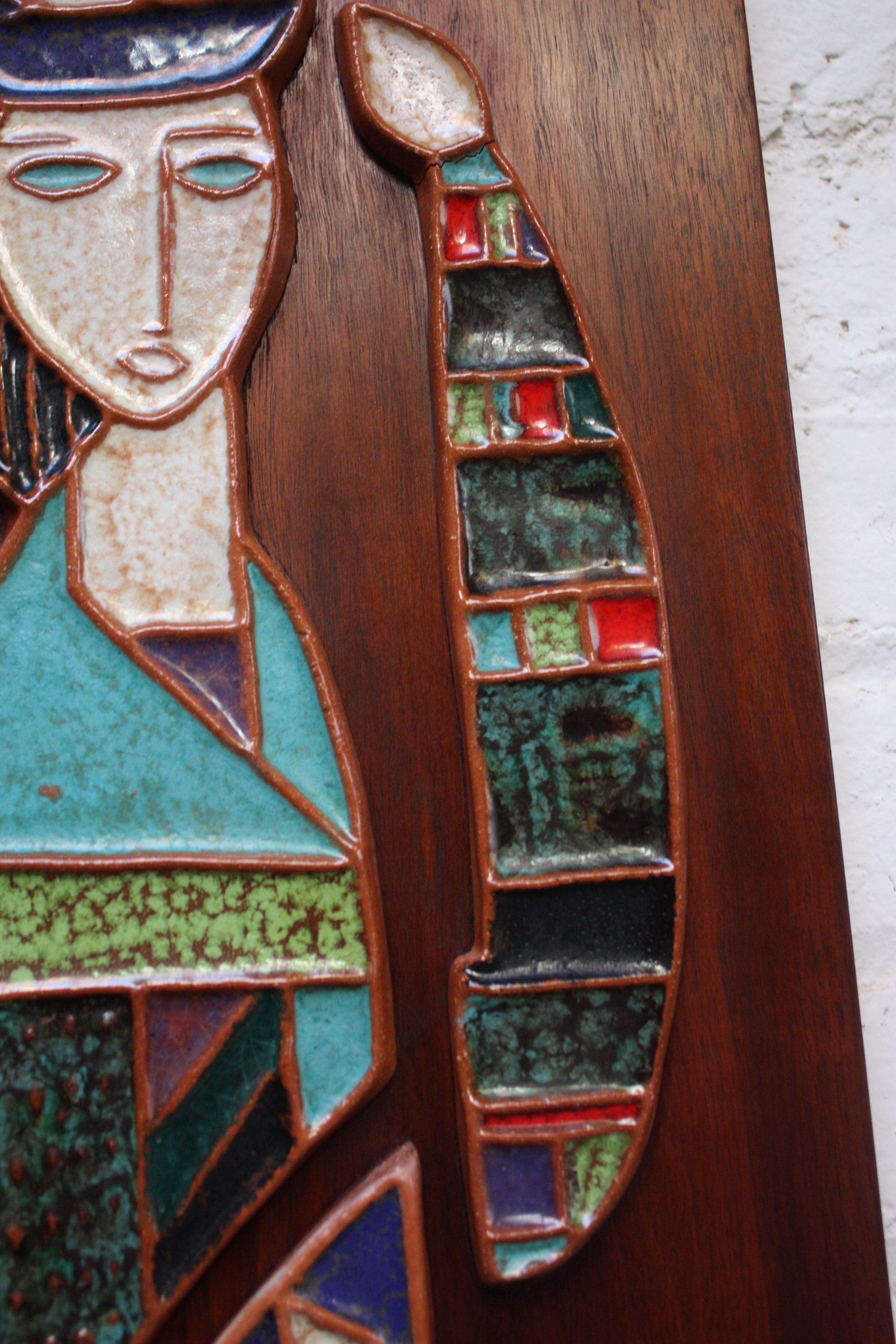 Pair of Harris Strong Figural Ceramic Tile Panels In Good Condition In Brooklyn, NY