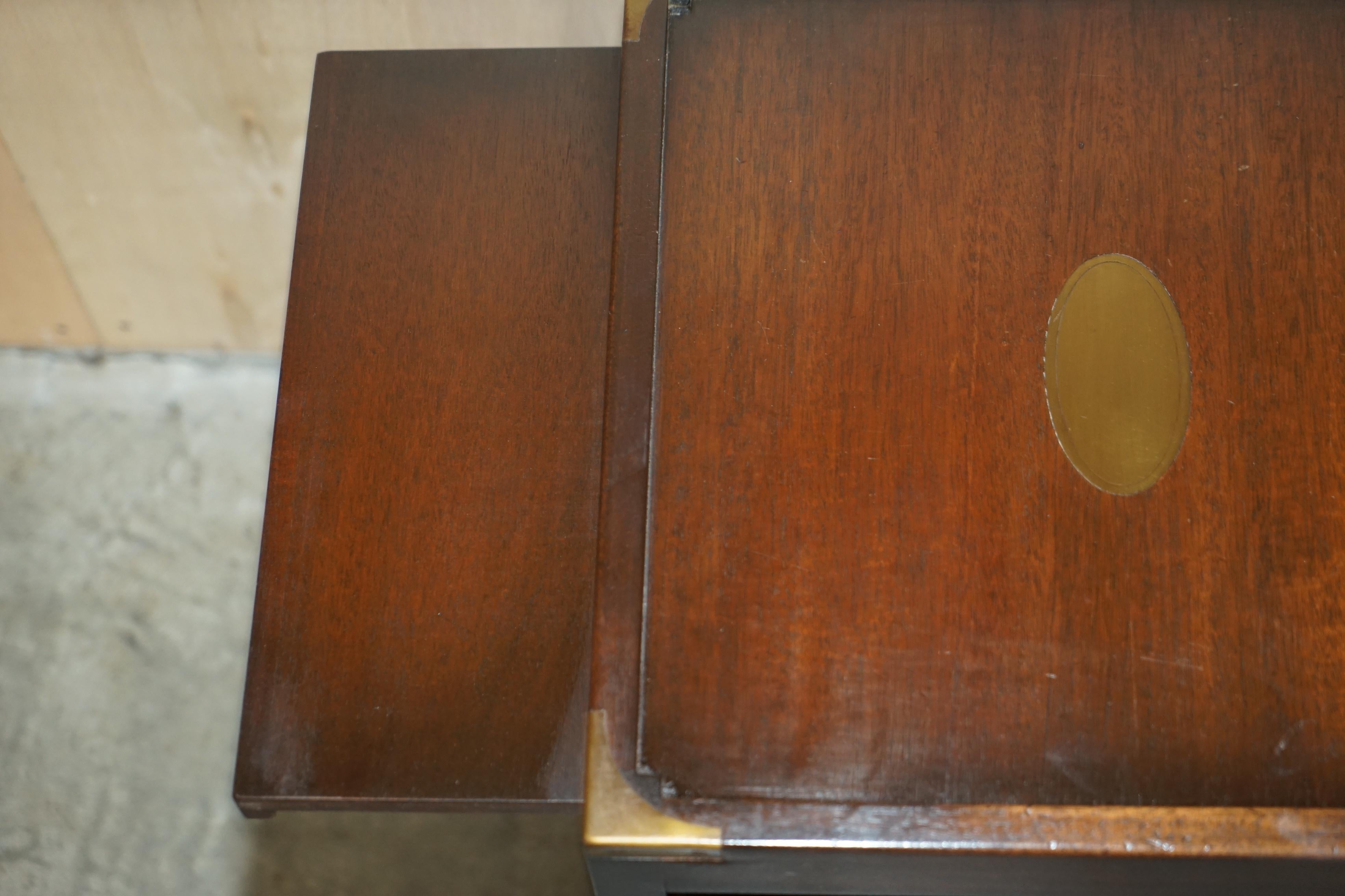 Pair of Harrods Kennedy Double Sided Hardwood Campaign Side Tables Butlers Trays 15