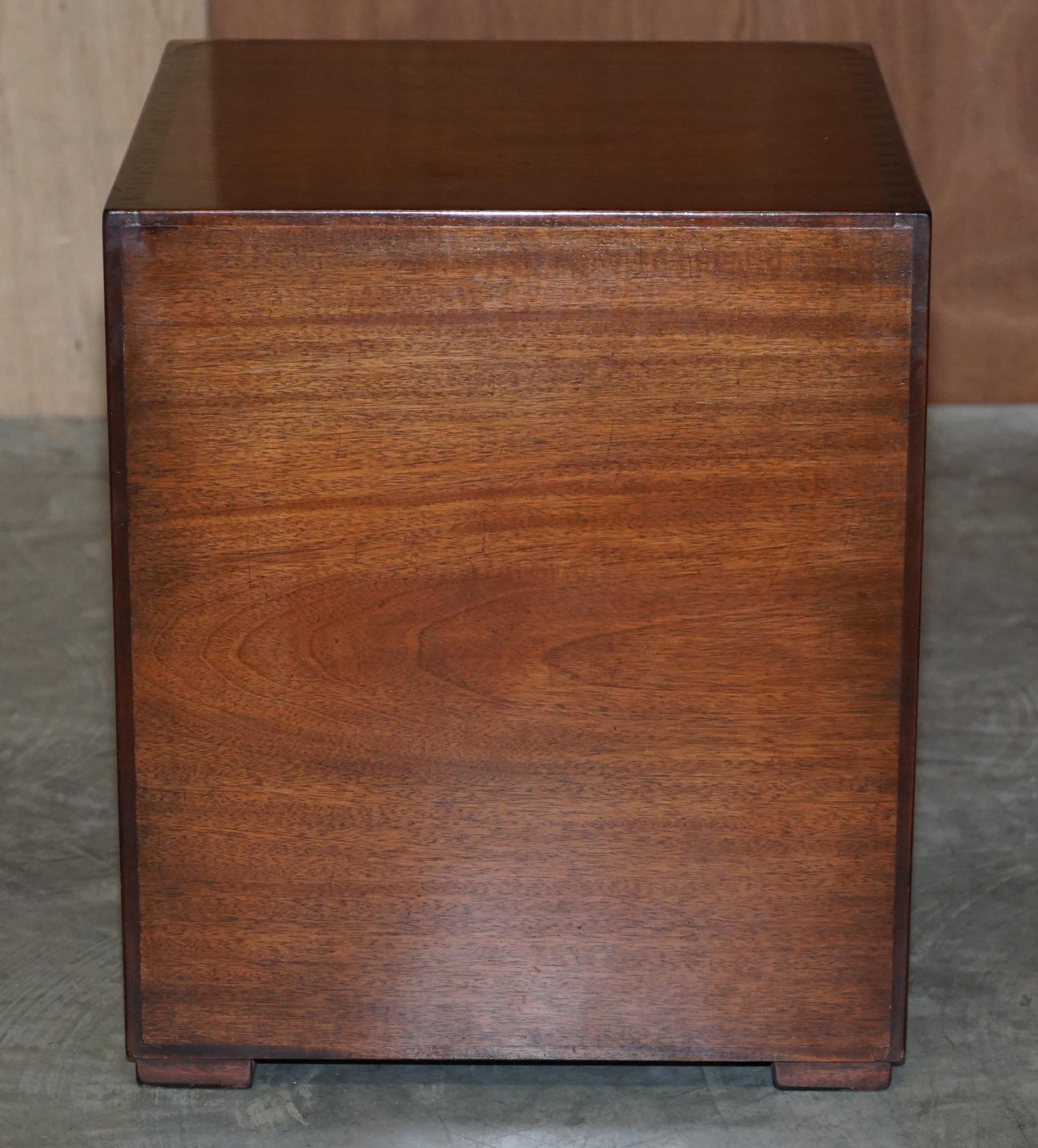 Pair of Harrods Kennedy Hardwood Campaign Bedside Lamp Wine End Table Drawers 2