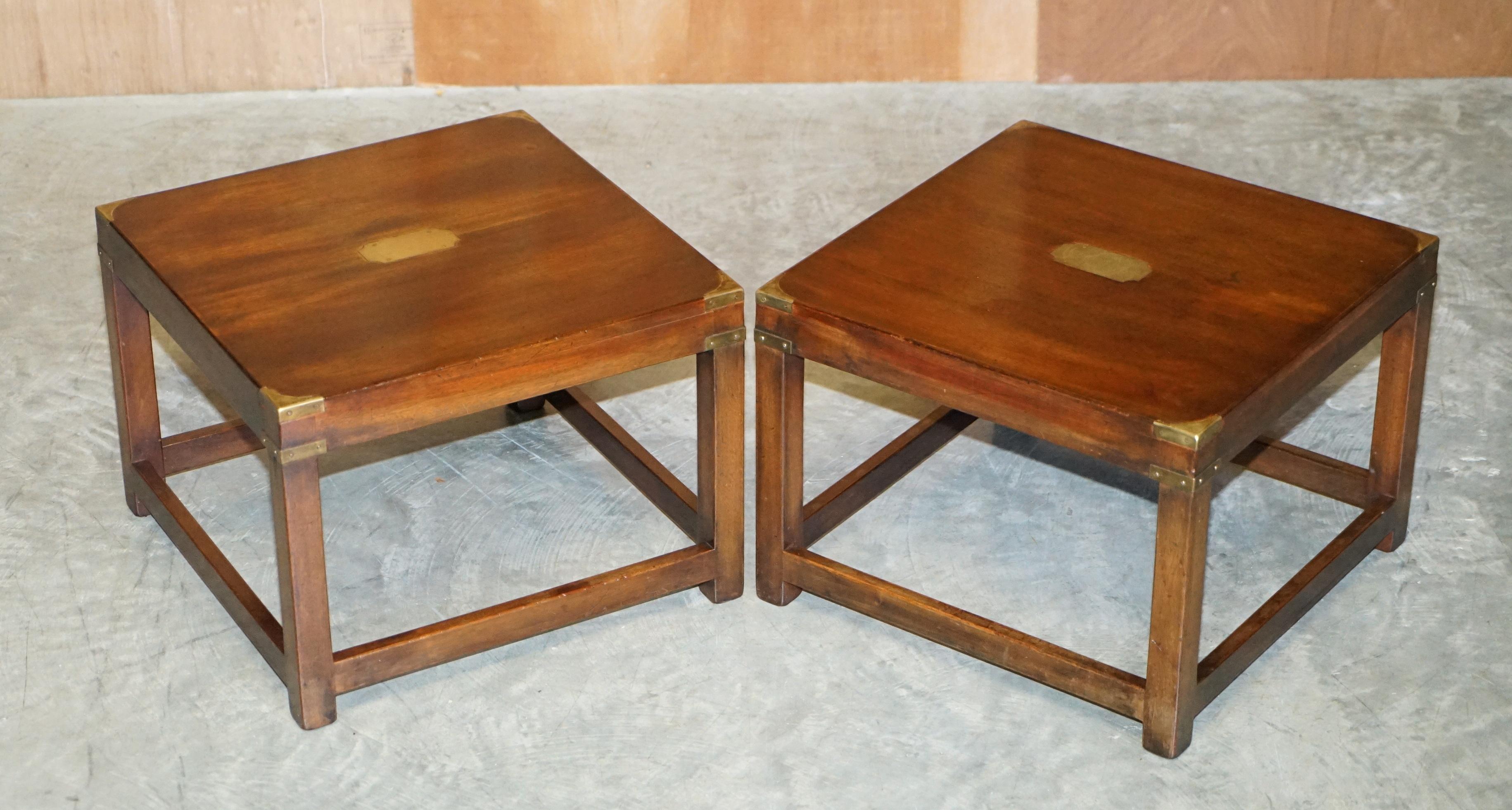 We are delighted to offer this stunning pair of Kennedy furniture Harrods London Military Campaign side tables.

A good looking and well-made pair, these are absolutely iconic and highly collectable. 

These have been cleaned waxed and polished