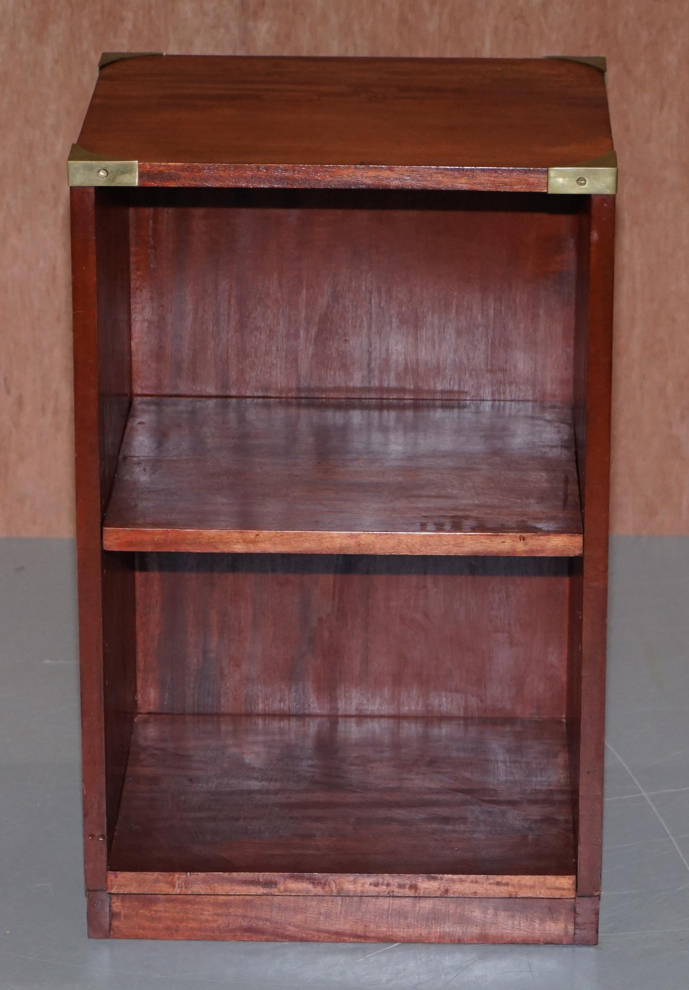 Pair of Harrods Kennedy Mahogany Military Campaign Side Table Bookcase Shelves 4