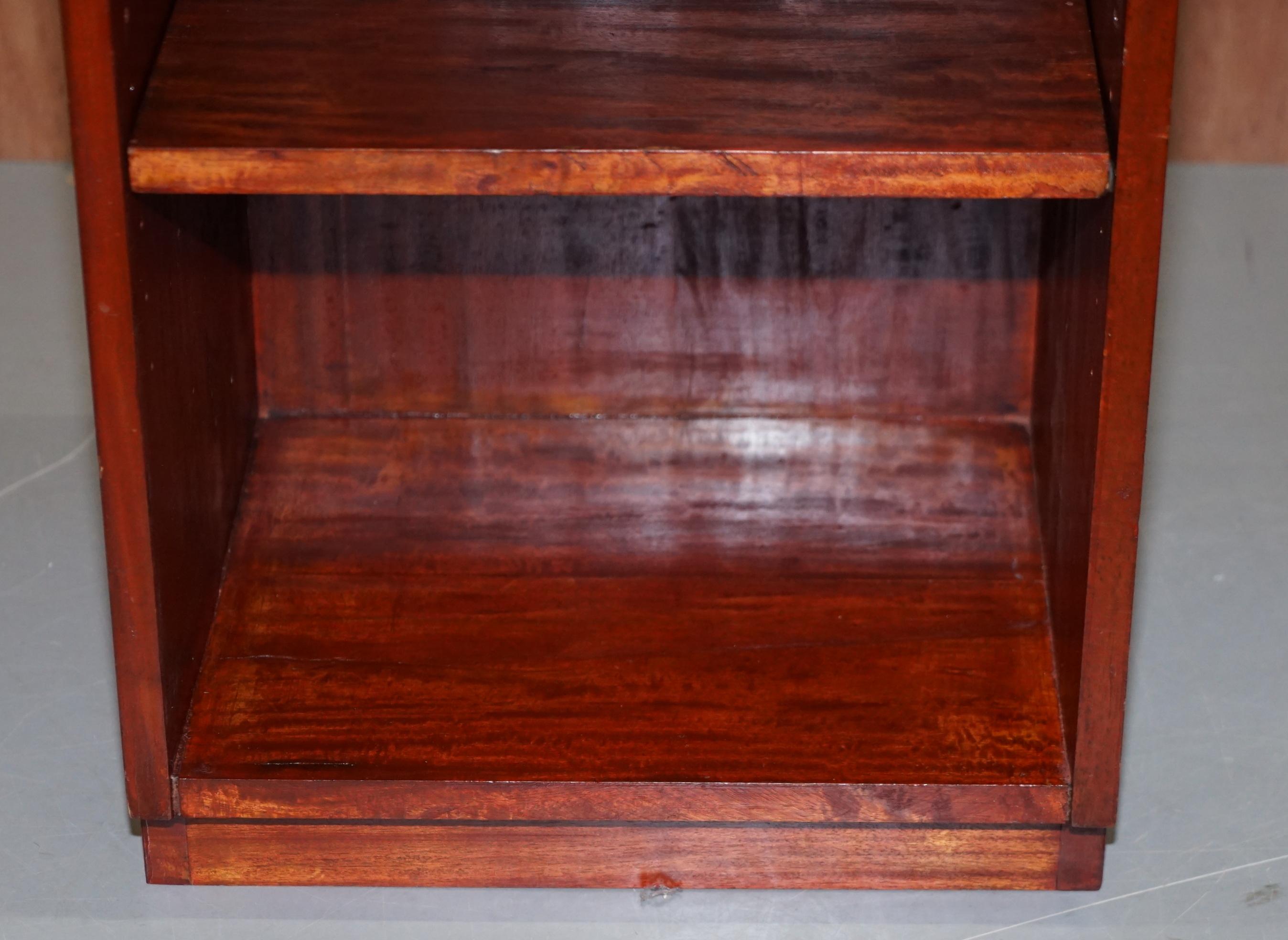 English Pair of Harrods Kennedy Mahogany Military Campaign Side Table Bookcase Shelves