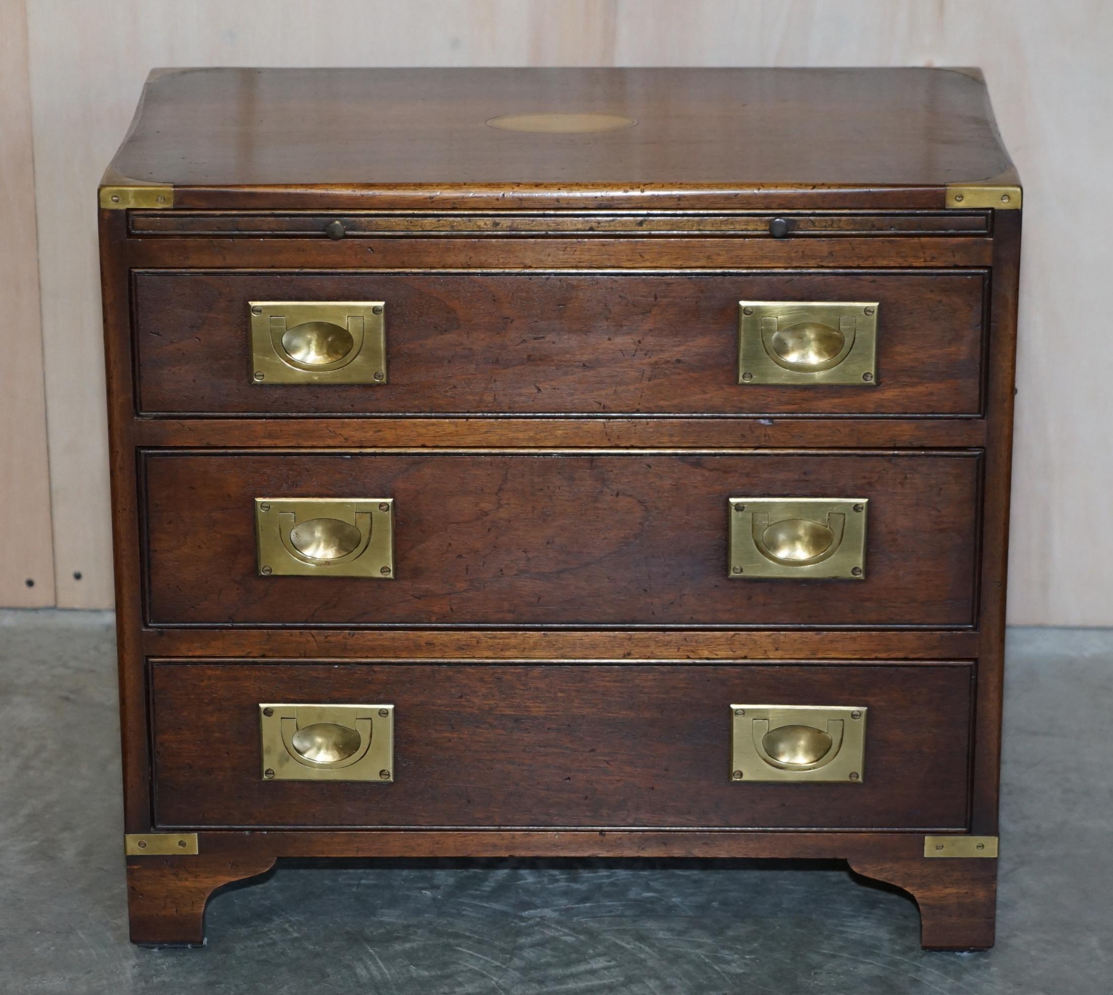 Hand-Crafted Pair of Harrods Kennedy Military Campaign Bachelors Chest of Drawers Side Tables