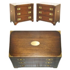 Pair of Harrods Kennedy Military Campaign Chest of Drawers Butlers Serving Trays