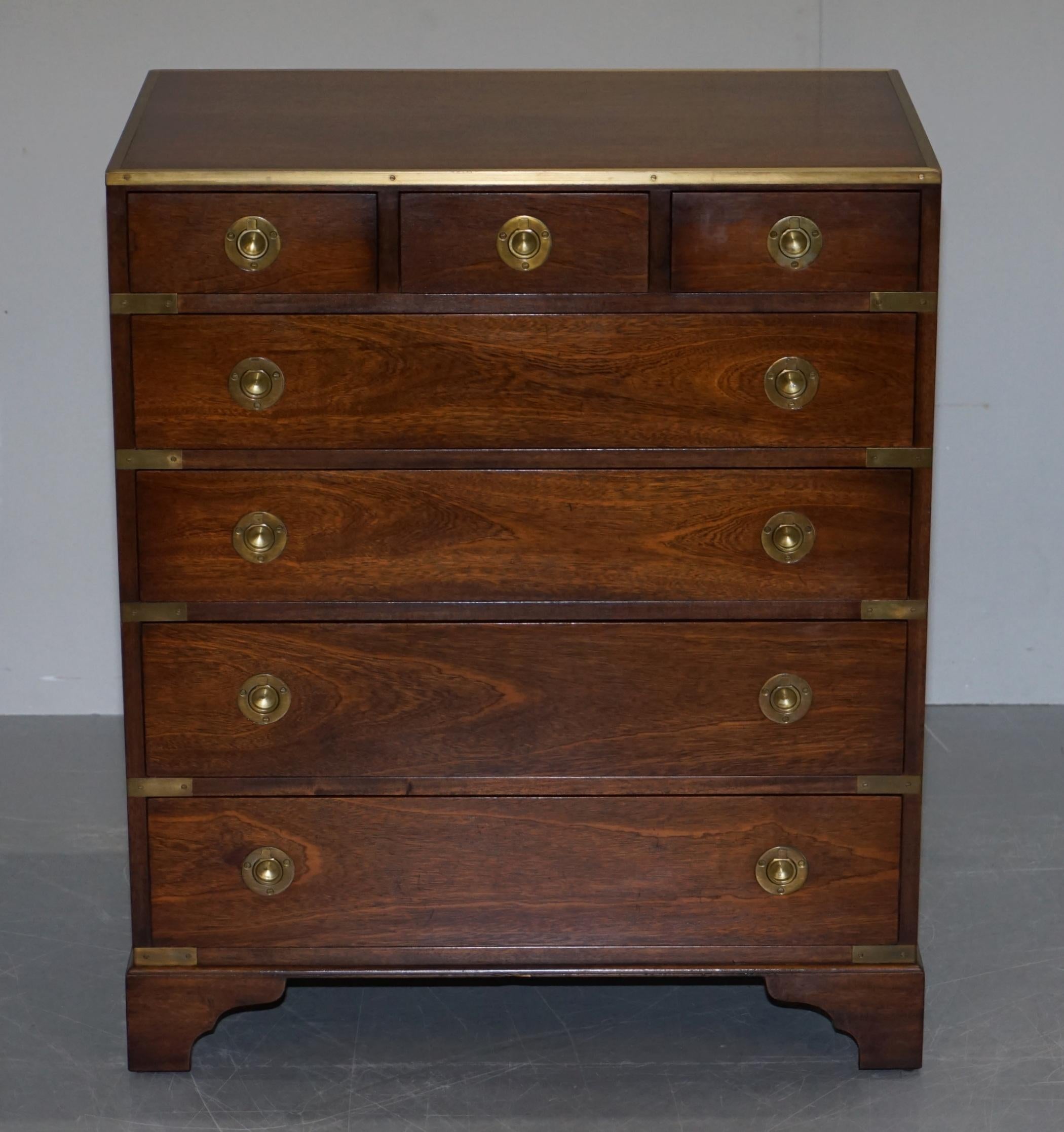 English Pair of Harrods Kennedy Military Campaign Chest of Drawers Part of Large Suite