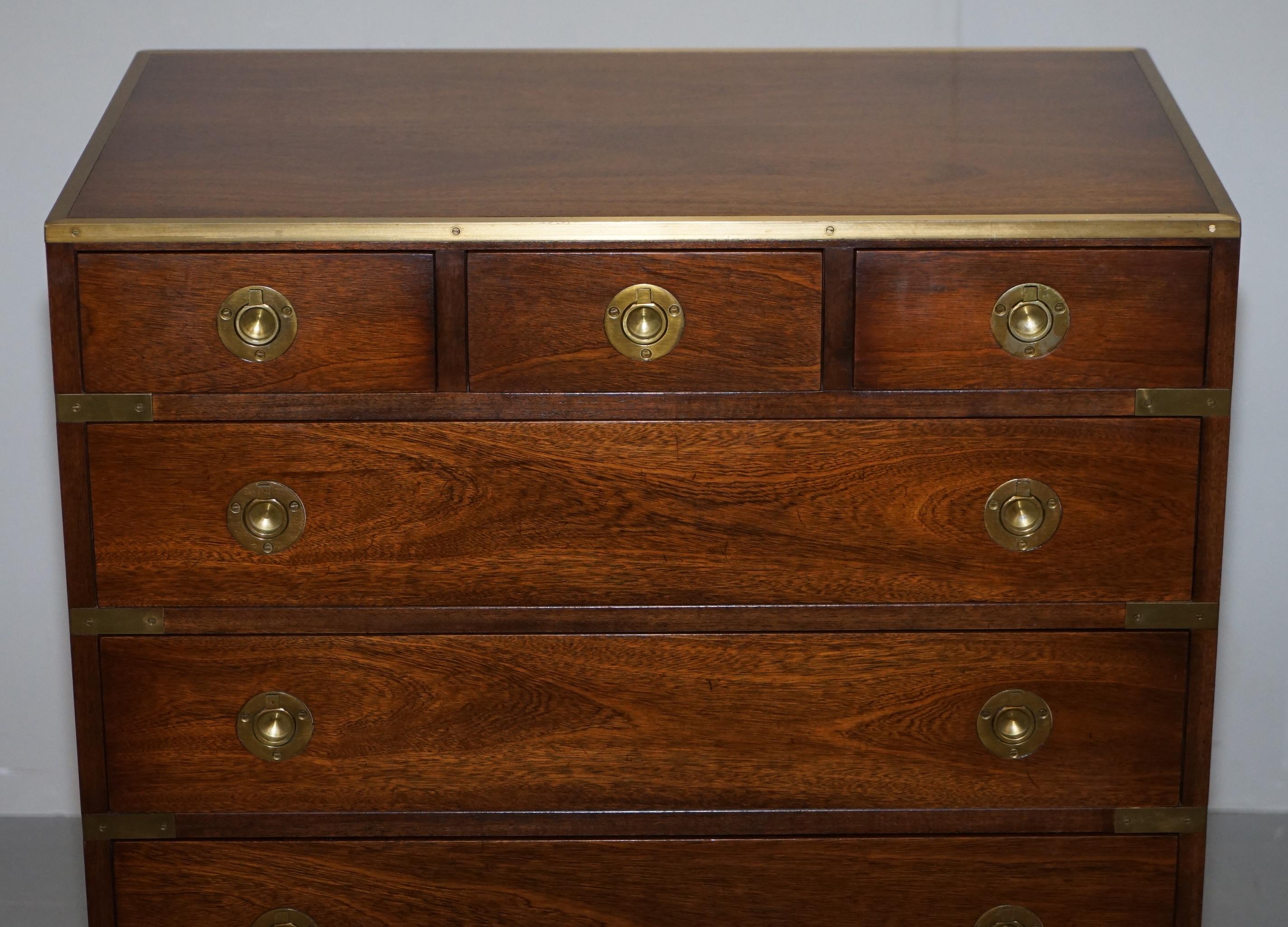 Mahogany Pair of Harrods Kennedy Military Campaign Chest of Drawers Part of Large Suite