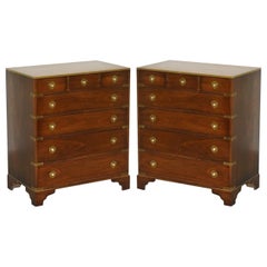 Pair of Harrods Kennedy Military Campaign Chest of Drawers Part of Large Suite