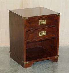 Pair of Harrods Kennedy Military Campaign Chest of Drawers Side End Lamp Tables