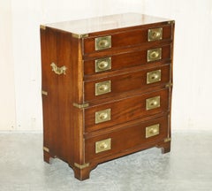 Pair of Harrods Kennedy Military Campaign Chest of Drawers Side End Lamp Tables
