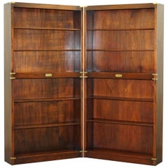 Pair of Harrods Kennedy Military Campaign Library Bookcases Mahogany