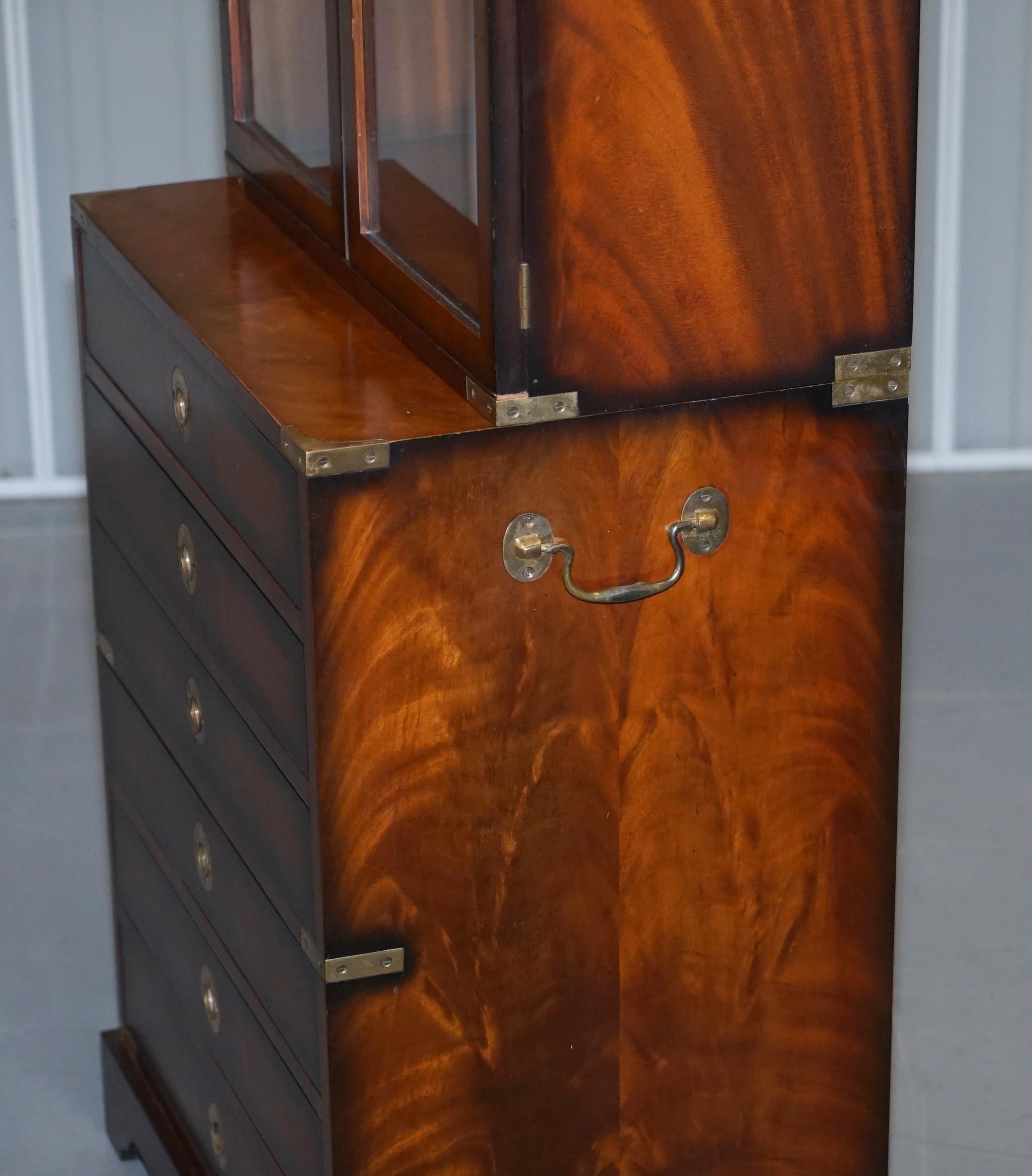 Pair of Harrods Kennedy Military Campaign Hardwood Bookcases + Chest of Drawers 6