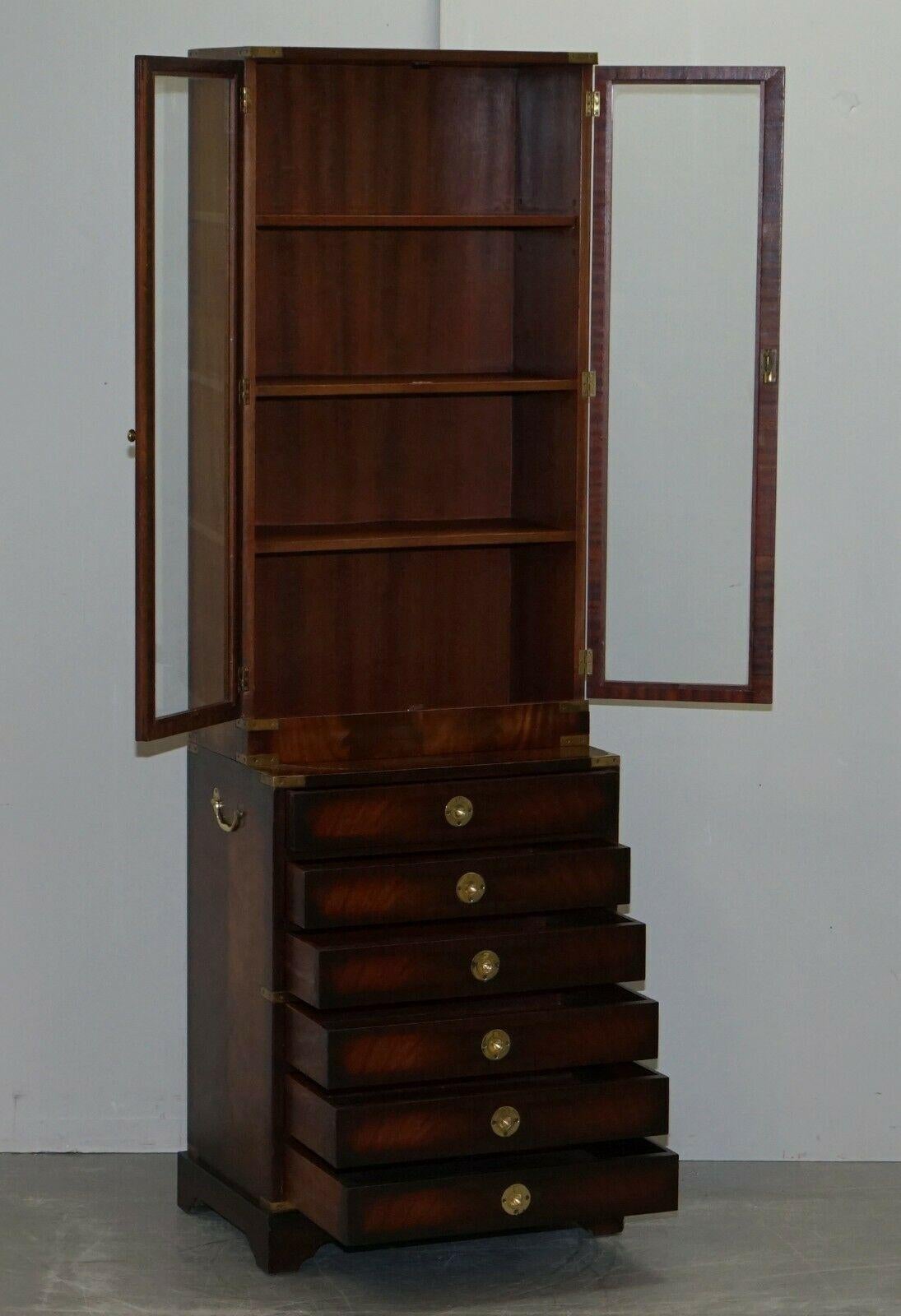 Pair of Harrods Kennedy Military Campaign Hardwood Bookcases + Chest of Drawers 13