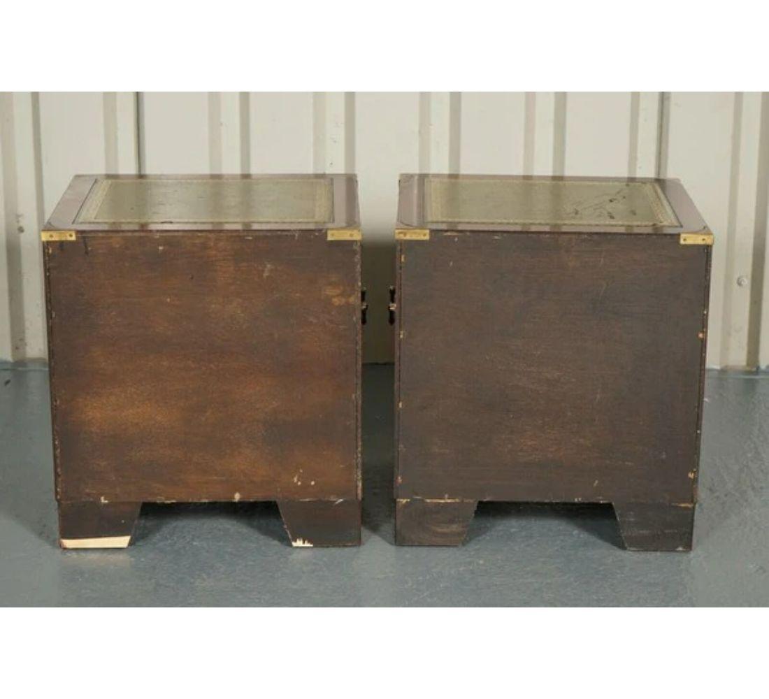 Pair of Harrods Kennedy Military Campaign Nightstands Side Table 1960s For Sale 3