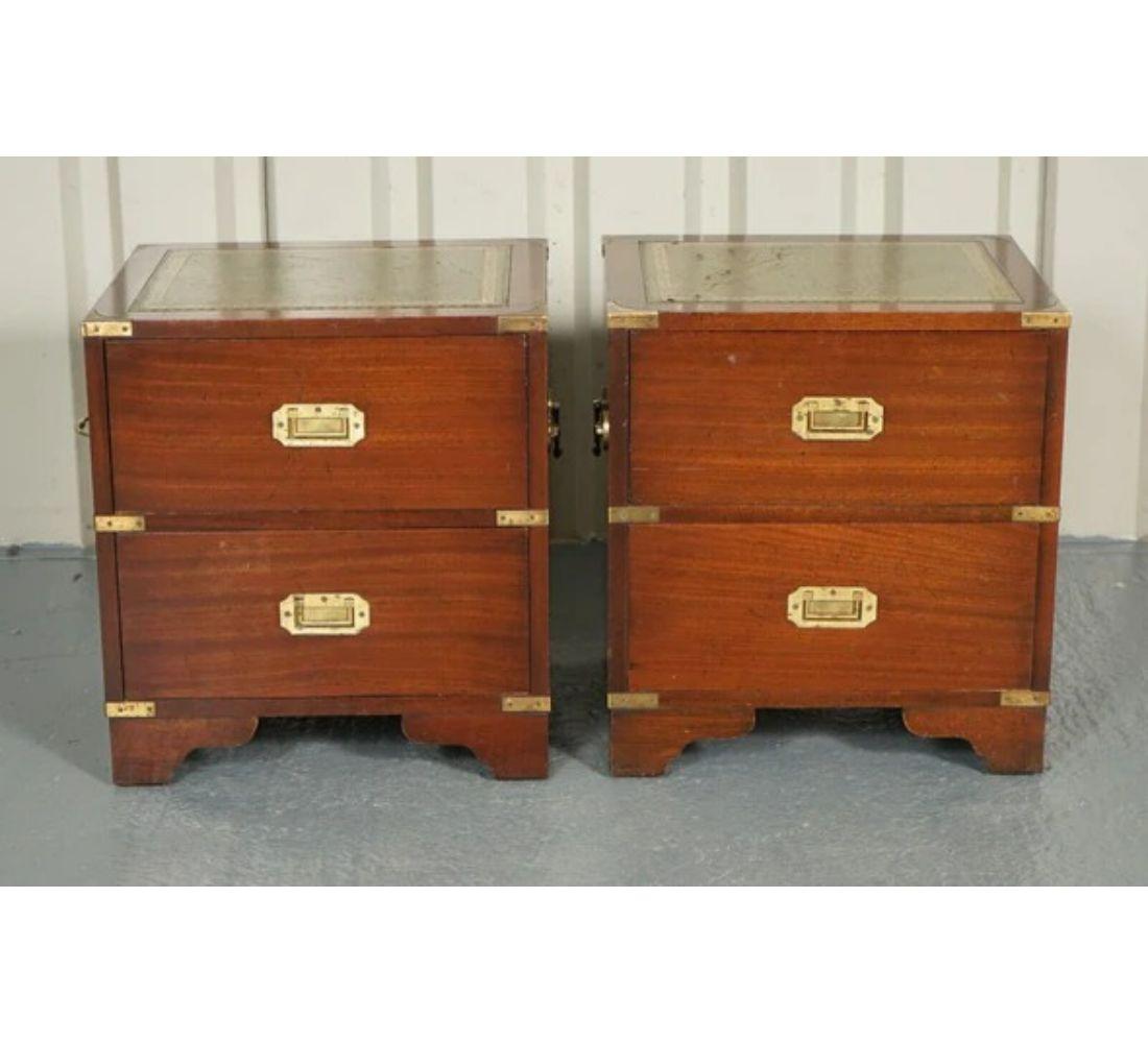 Hand-Crafted Pair of Harrods Kennedy Military Campaign Nightstands Side Table 1960s For Sale