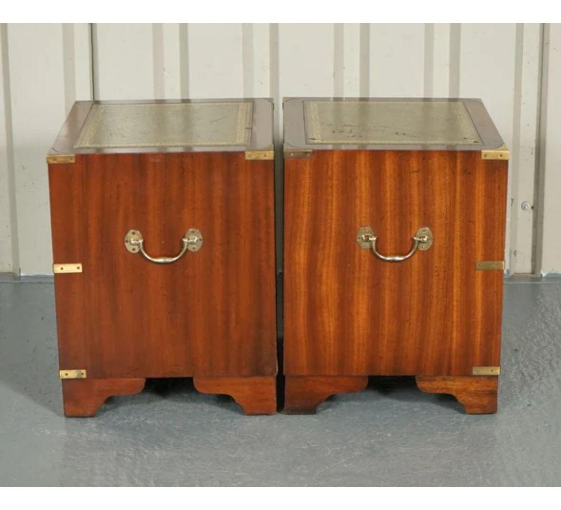 Pair of Harrods Kennedy Military Campaign Nightstands Side Table 1960s For Sale 1