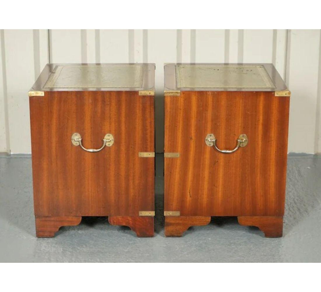 Pair of Harrods Kennedy Military Campaign Nightstands Side Table 1960s For Sale 2