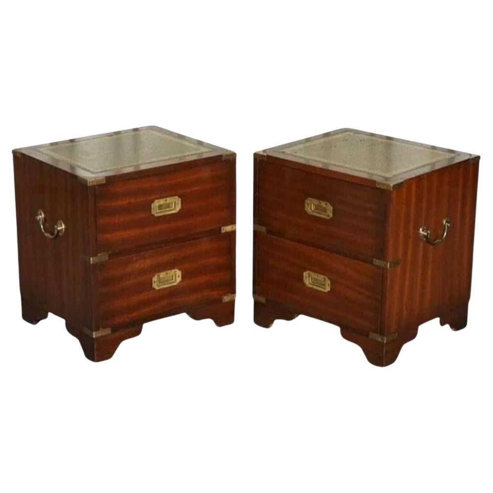 Pair of Harrods Kennedy Military Campaign Nightstands Side Table 1960s For Sale