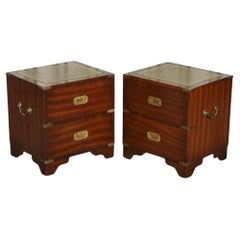 Pair of Harrods Kennedy Military Campaign Nightstands Side Table 1960s