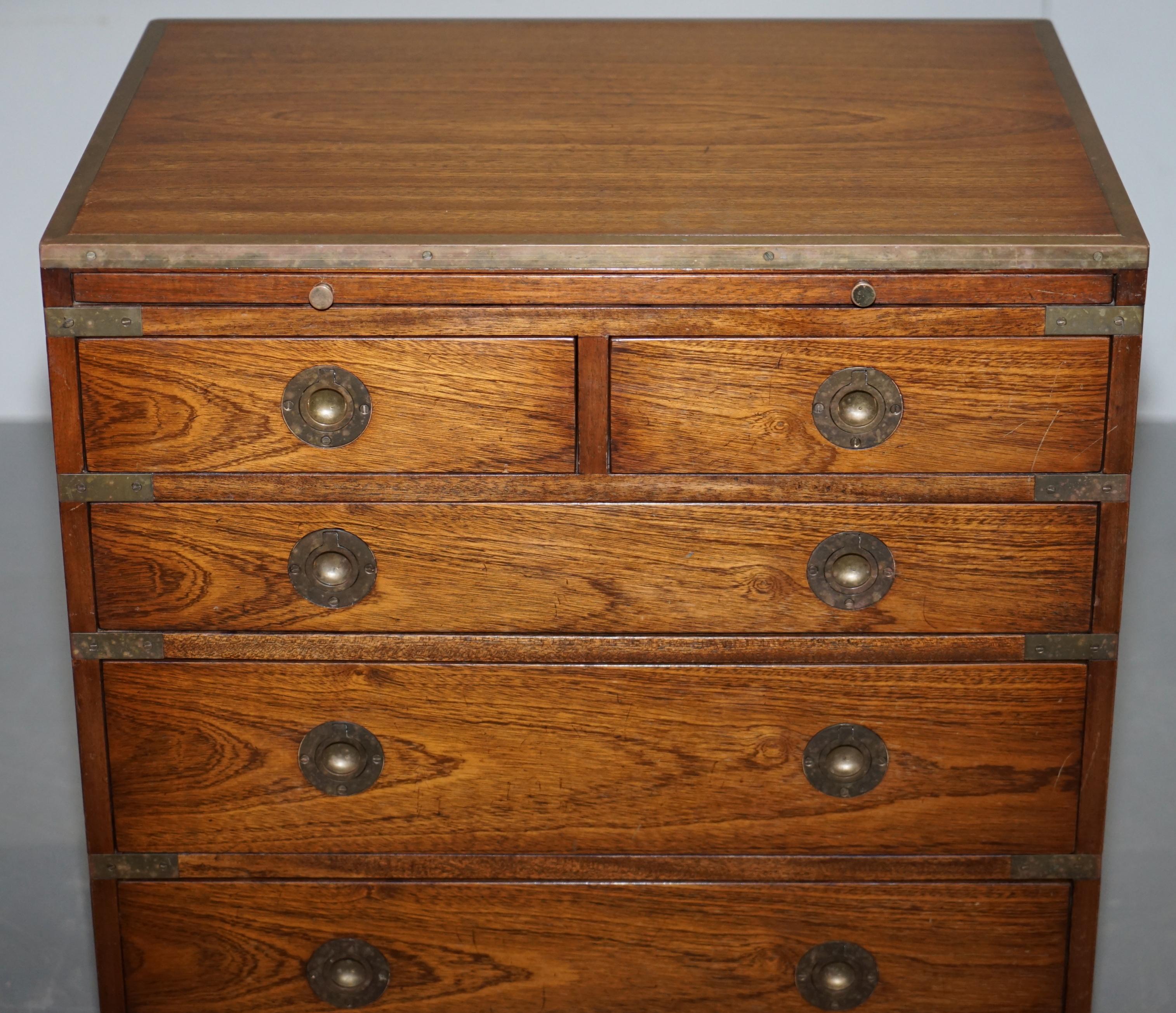 Pair of Harrods Kennedy Military Campaign Side Table Chests of Drawers Leather 13