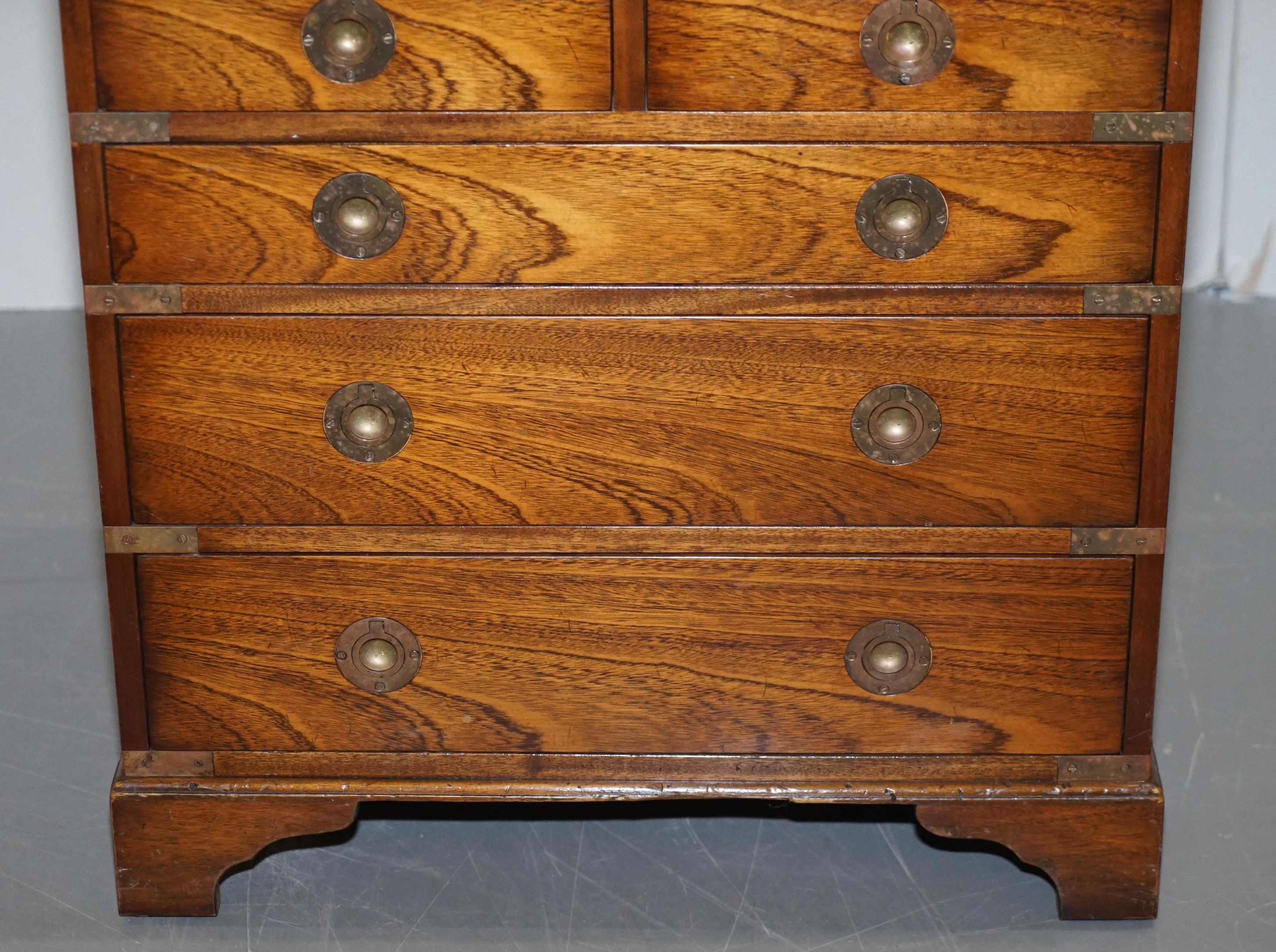 Pair of Harrods Kennedy Military Campaign Side Table Chests of Drawers Leather 2