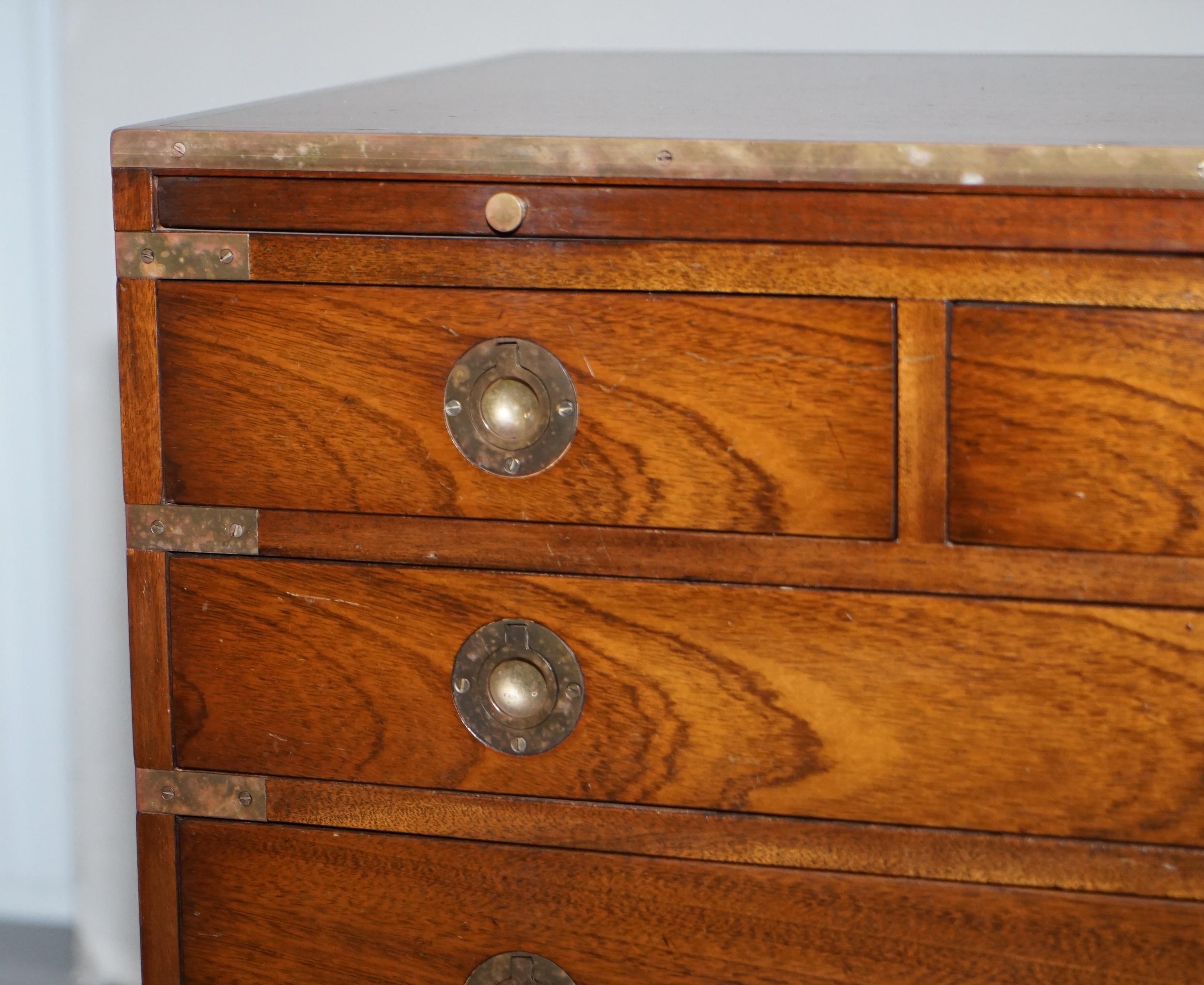 Pair of Harrods Kennedy Military Campaign Side Table Chests of Drawers Leather 3