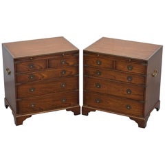 Pair of Harrods Kennedy Military Campaign Side Table Chests of Drawers Leather