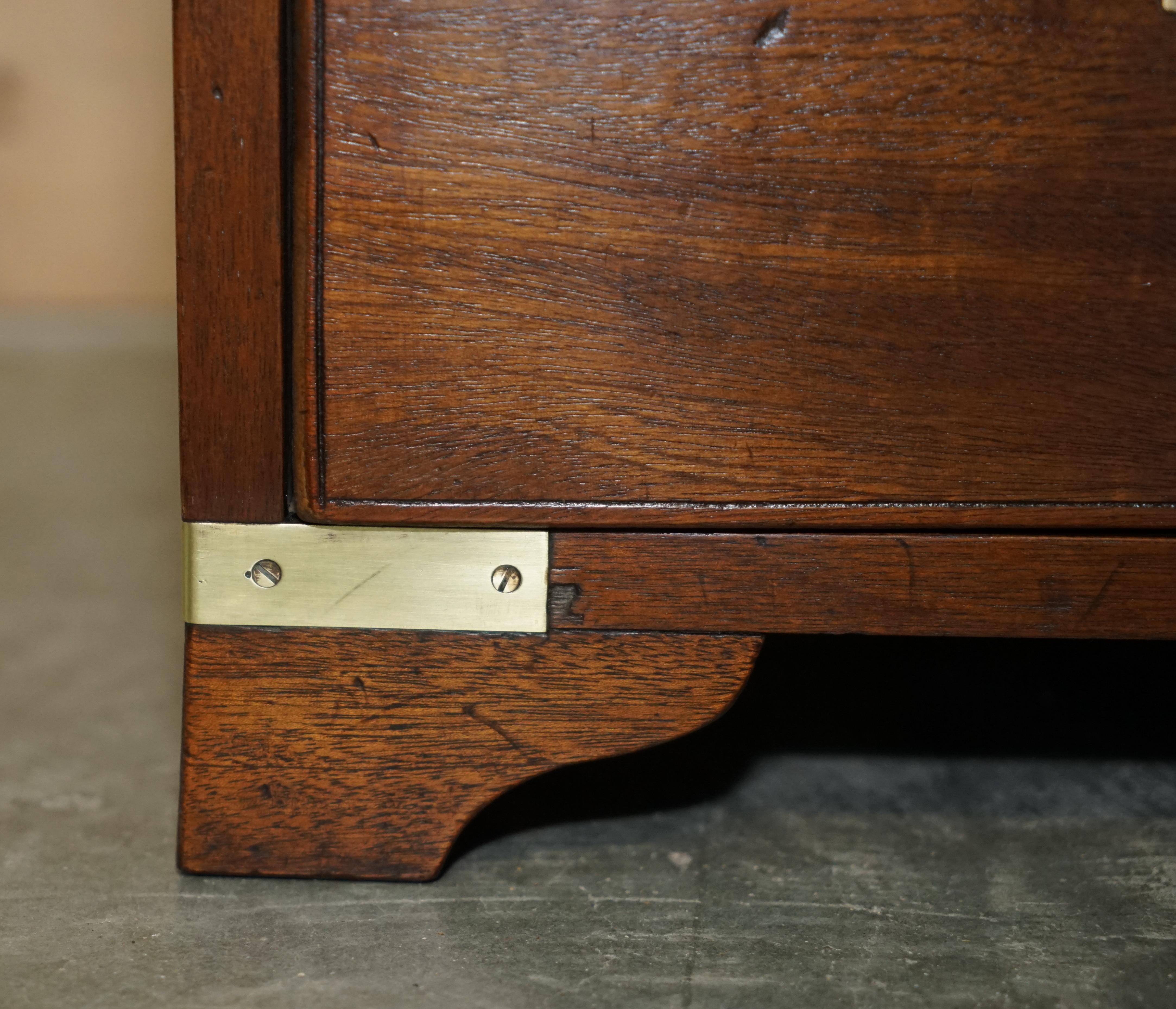 Pair of Harrods London Kennedy Military Campaign Bedside Side End Table Drawers 1